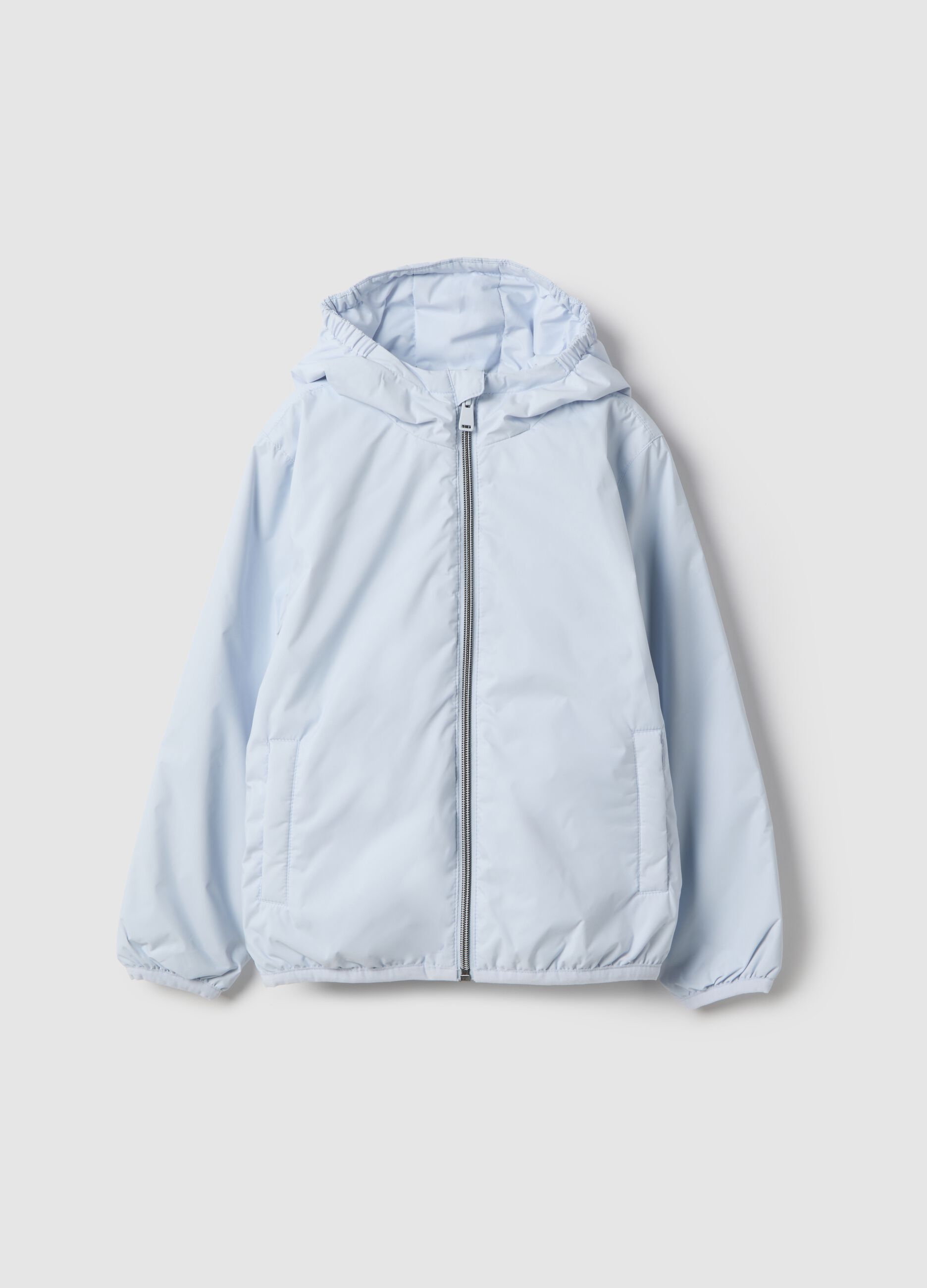 Children's blue waterproof jacket regular fit with hood