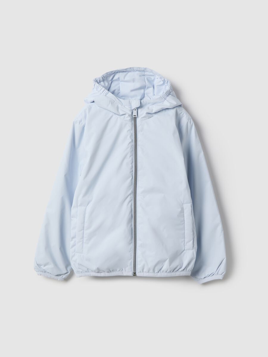 Children's blue waterproof jacket regular fit with hood_0