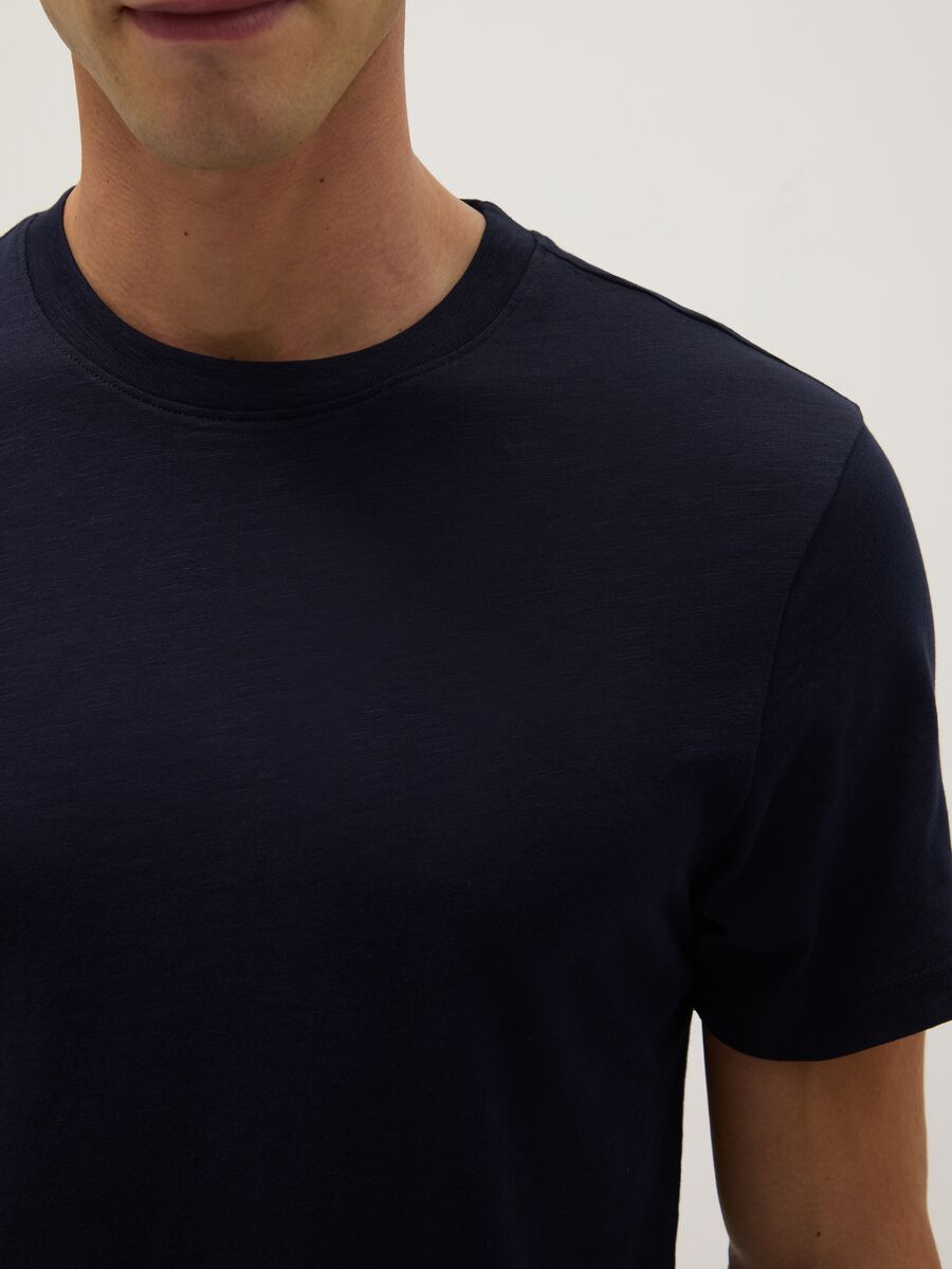 T-shirt in puro cotone blu regular fit_3