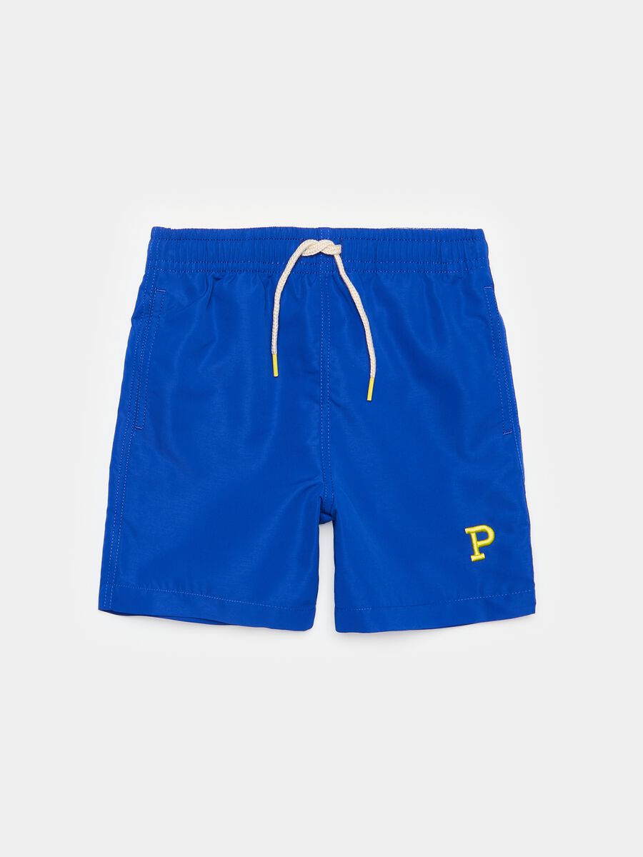 Swimming trunks with drawstring and logo embroidery_4