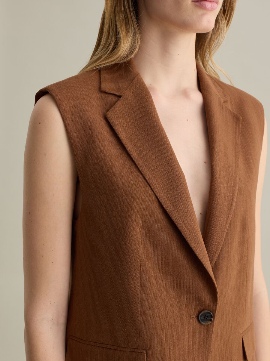 Brown gilet in cotton and viscose_2