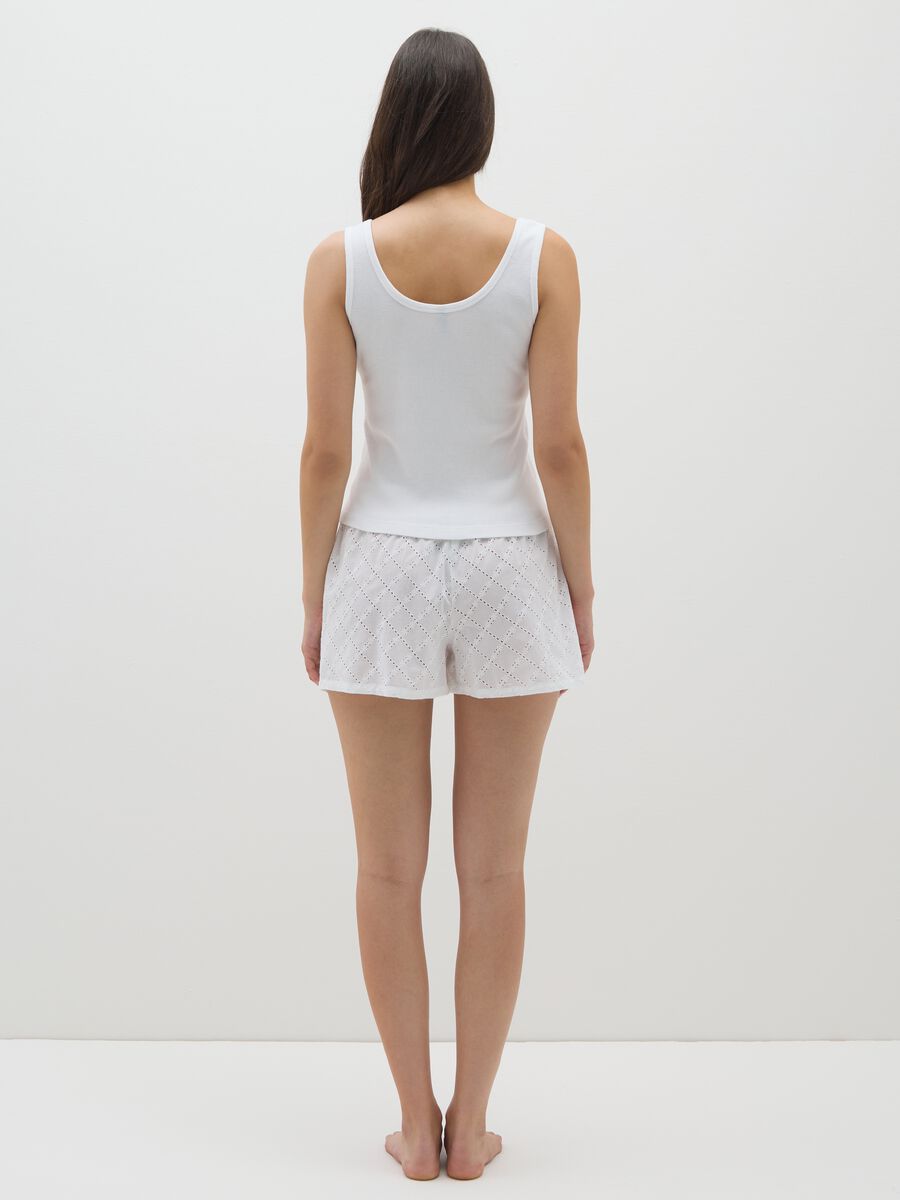 Set pigiama da donna in puro cotone bianco regular fit_3