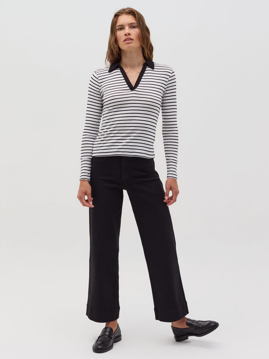 Long-sleeved T-shirt with polo neck_1