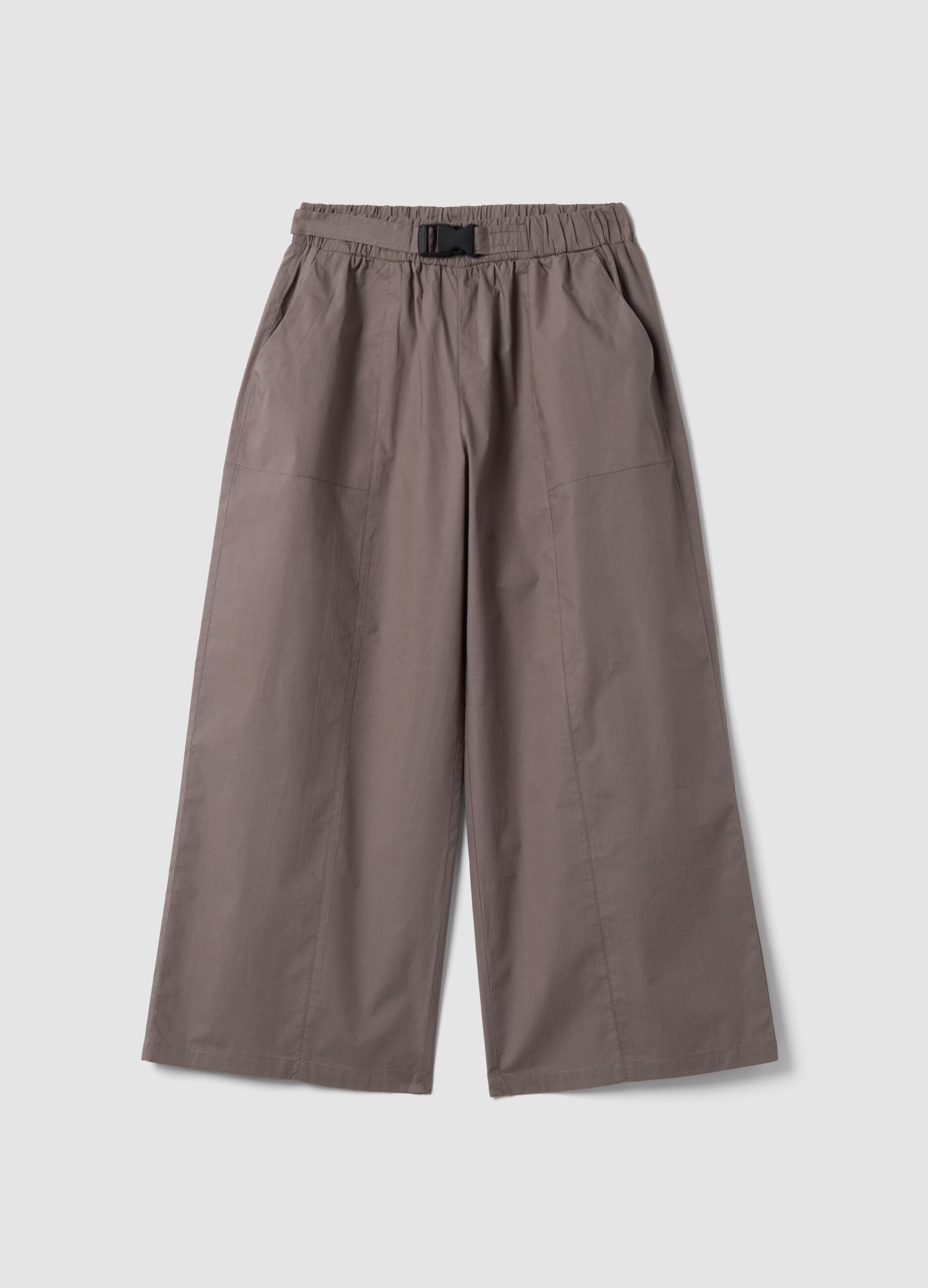 Pantaloni marroni in puro cotone con vita elastica per ragazza