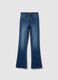 Blue cotton blend flare fit jeans_4