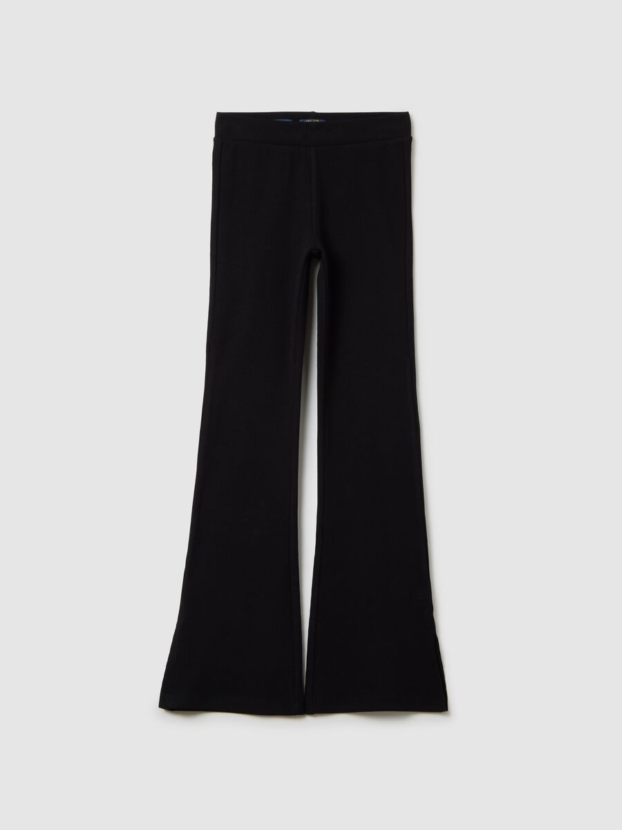 Girls' Black Flare Stretch Cotton Trousers_0