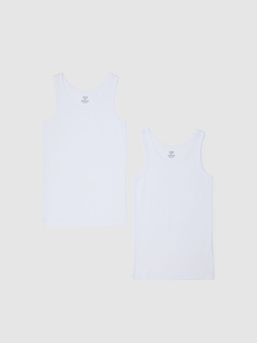 Canottiere da ragazzo in puro cotone bianco regular fit_0