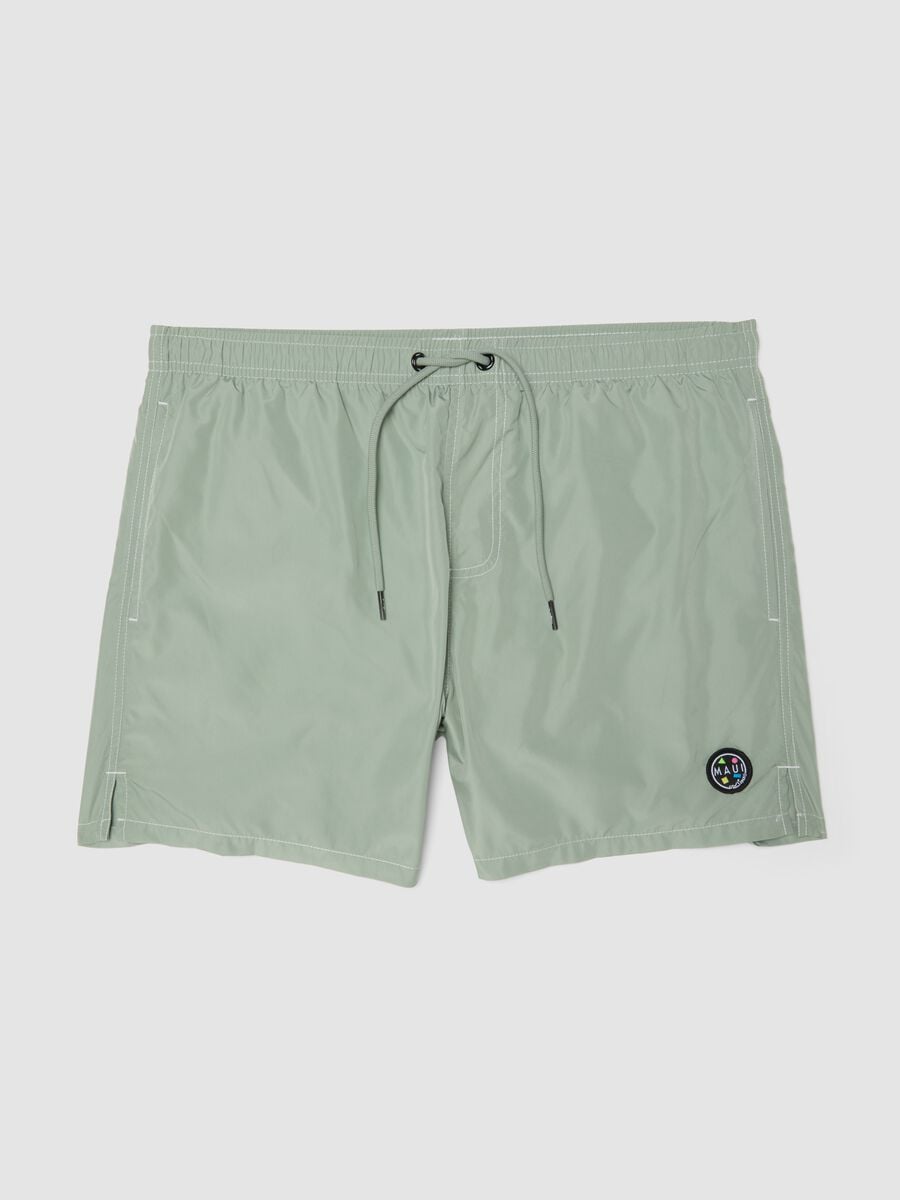 Boxer mare verde con vita elasticizzata e coulisse_0