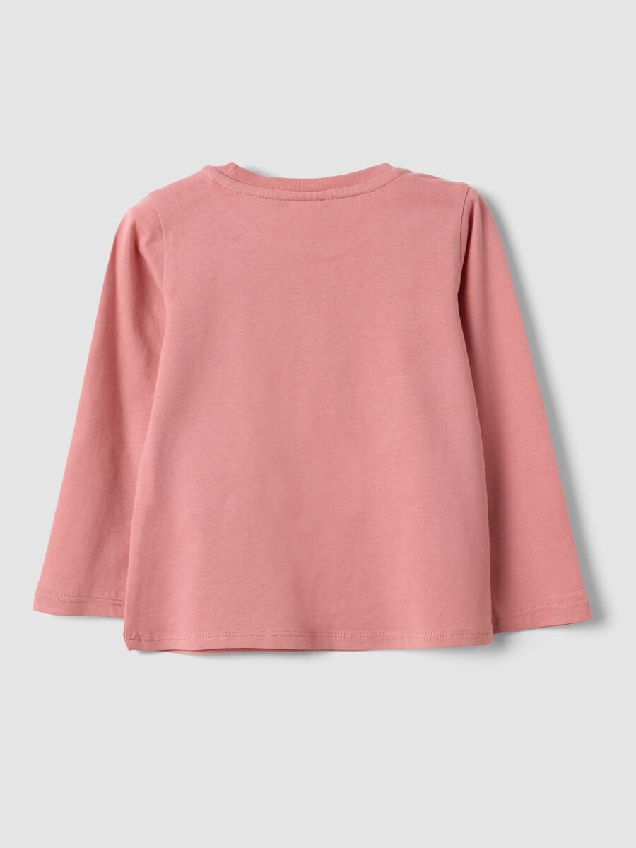 Pink organic cotton T-shirt with cute animal print for baby girl_1