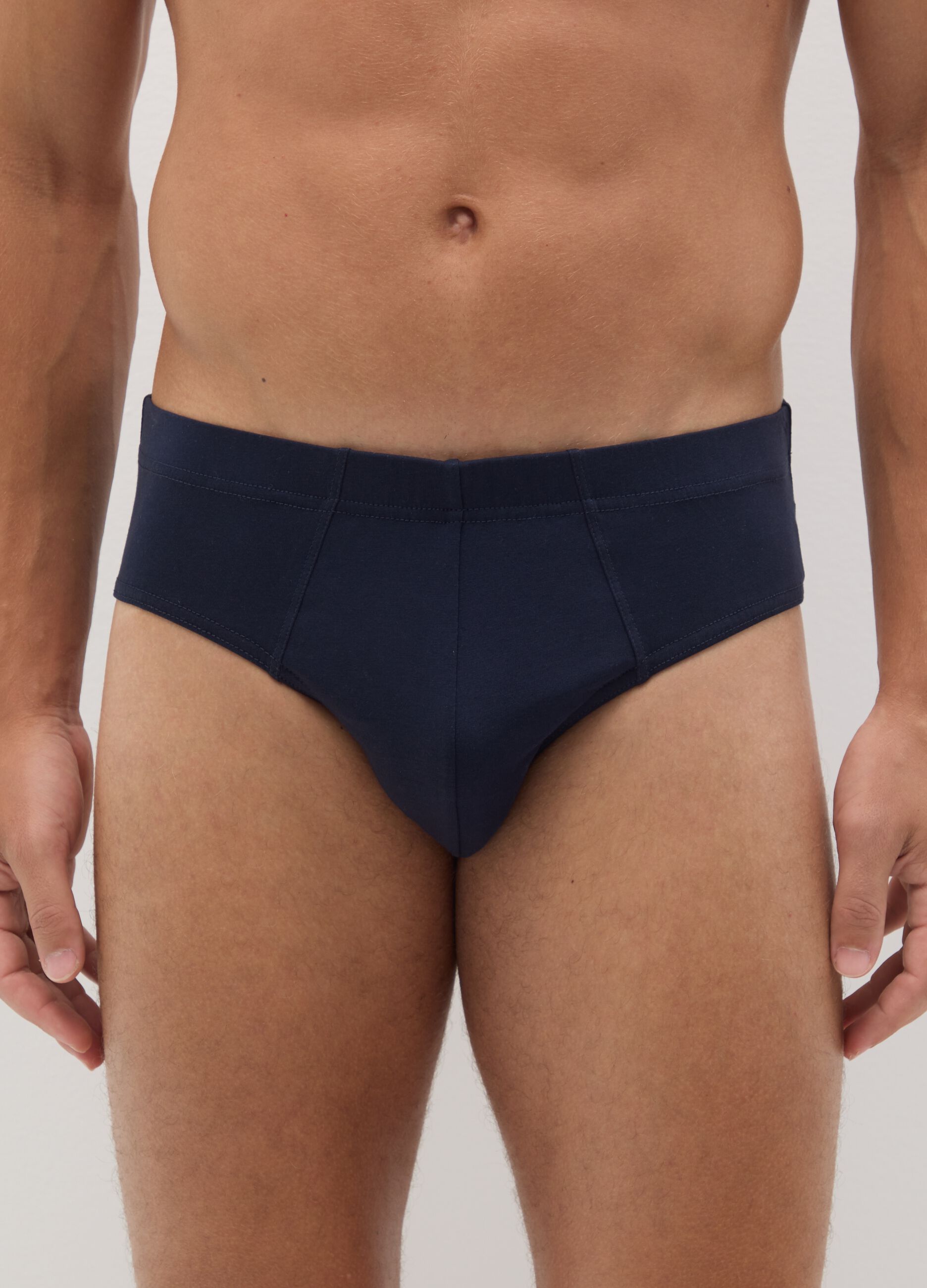 Set of blue regular fit cotton briefs