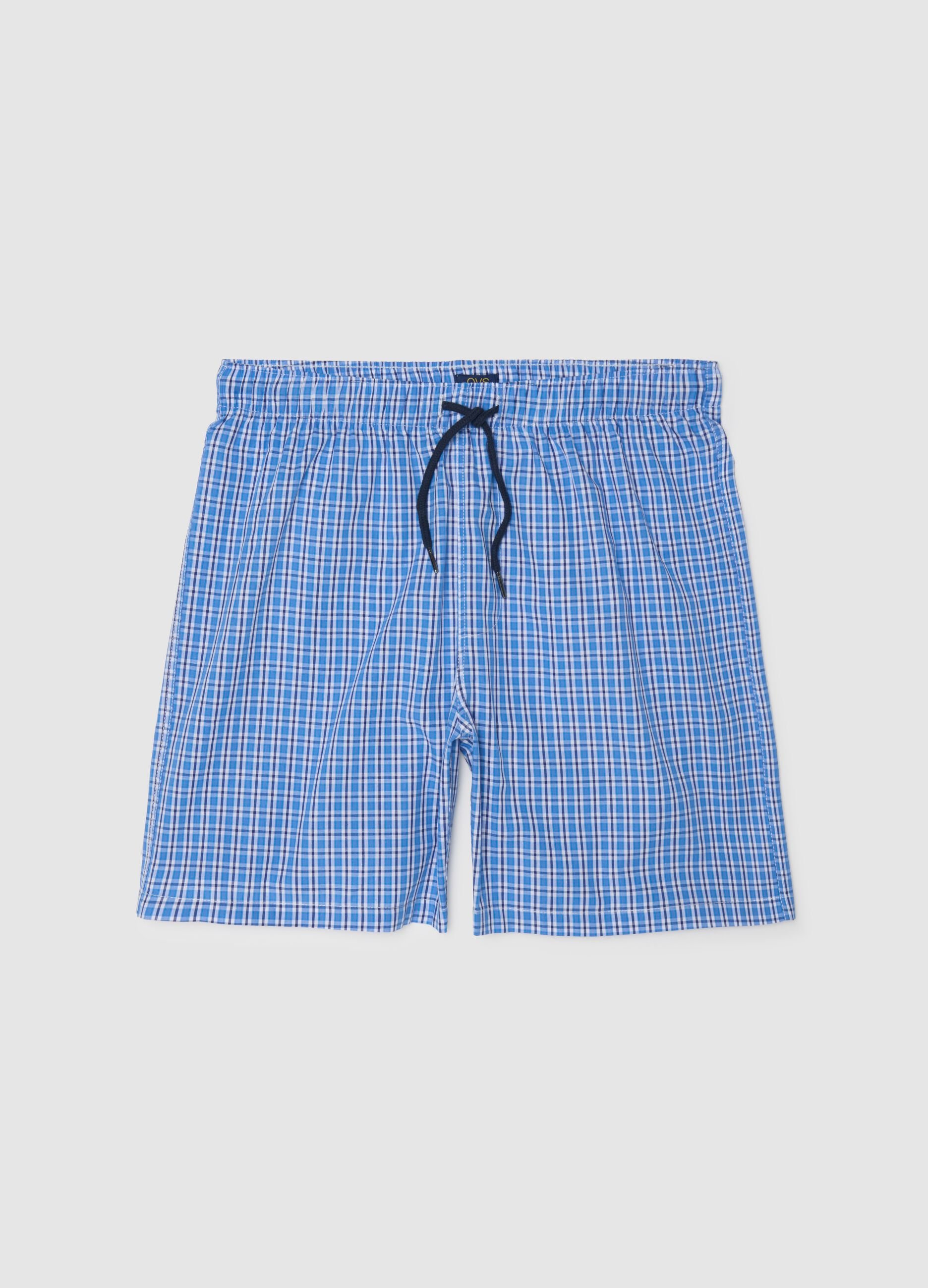 Men's multicolour pure cotton checkered regular fit shorts