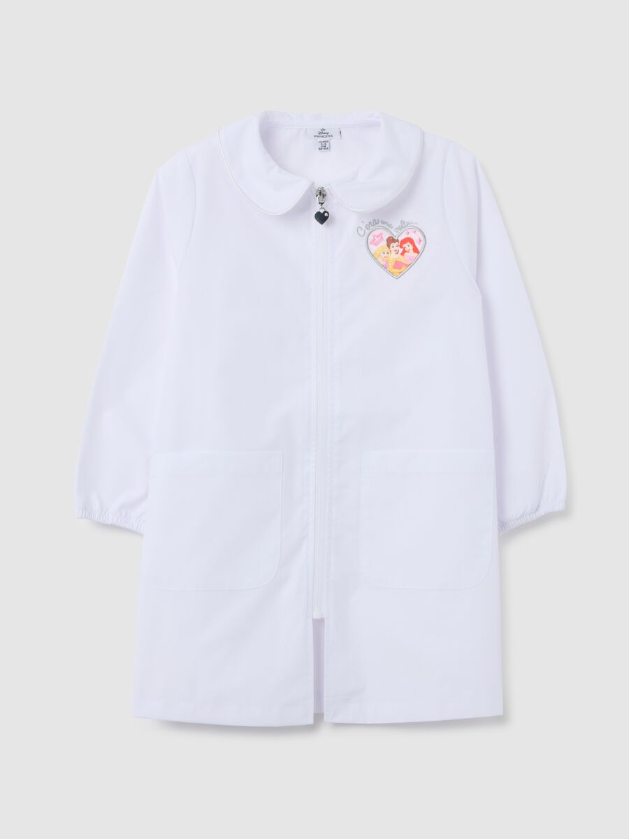 Girls' School Smock in White Mix with Disney Princess Logo_0