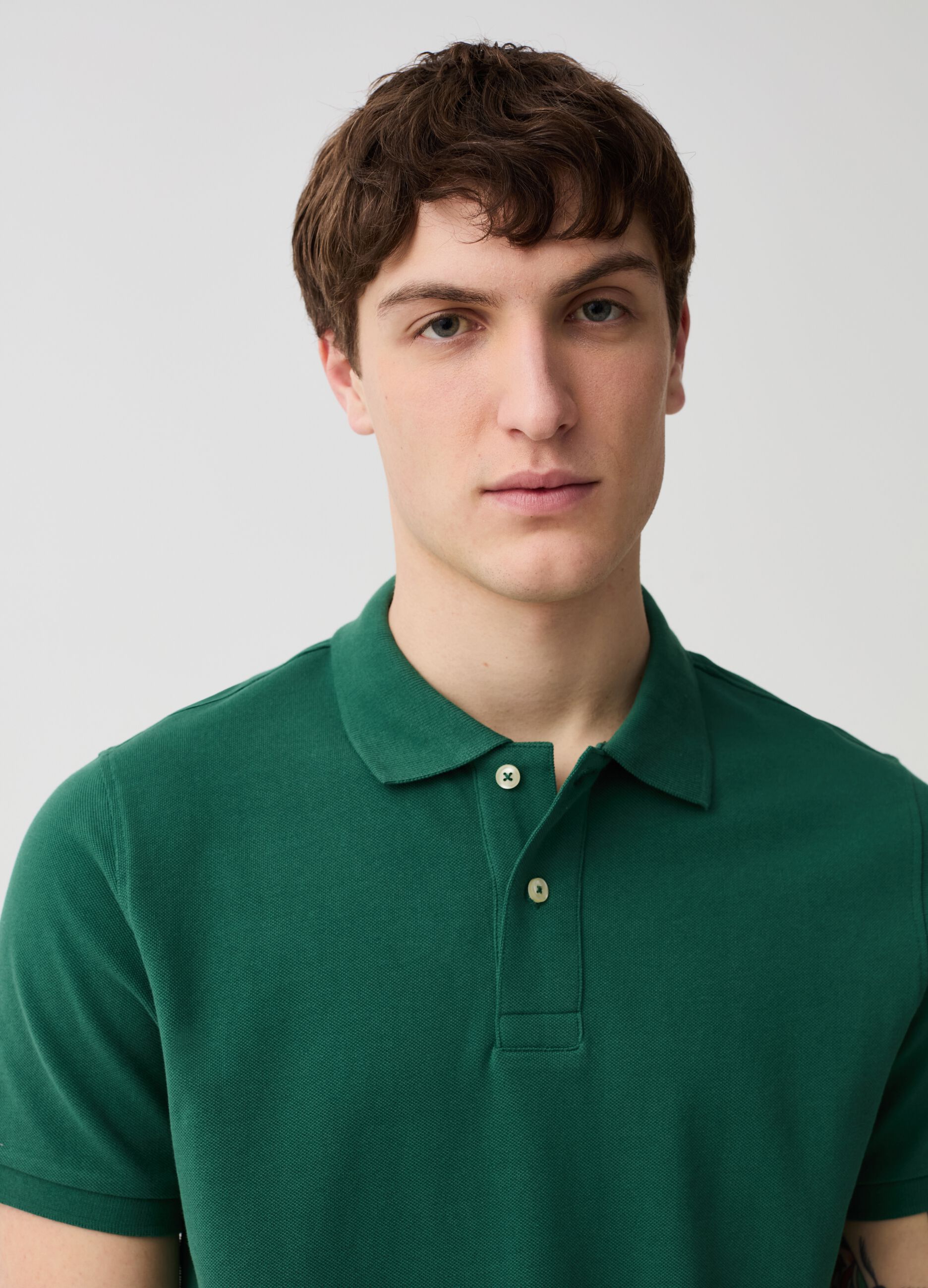 Organic cotton pique polo shirt