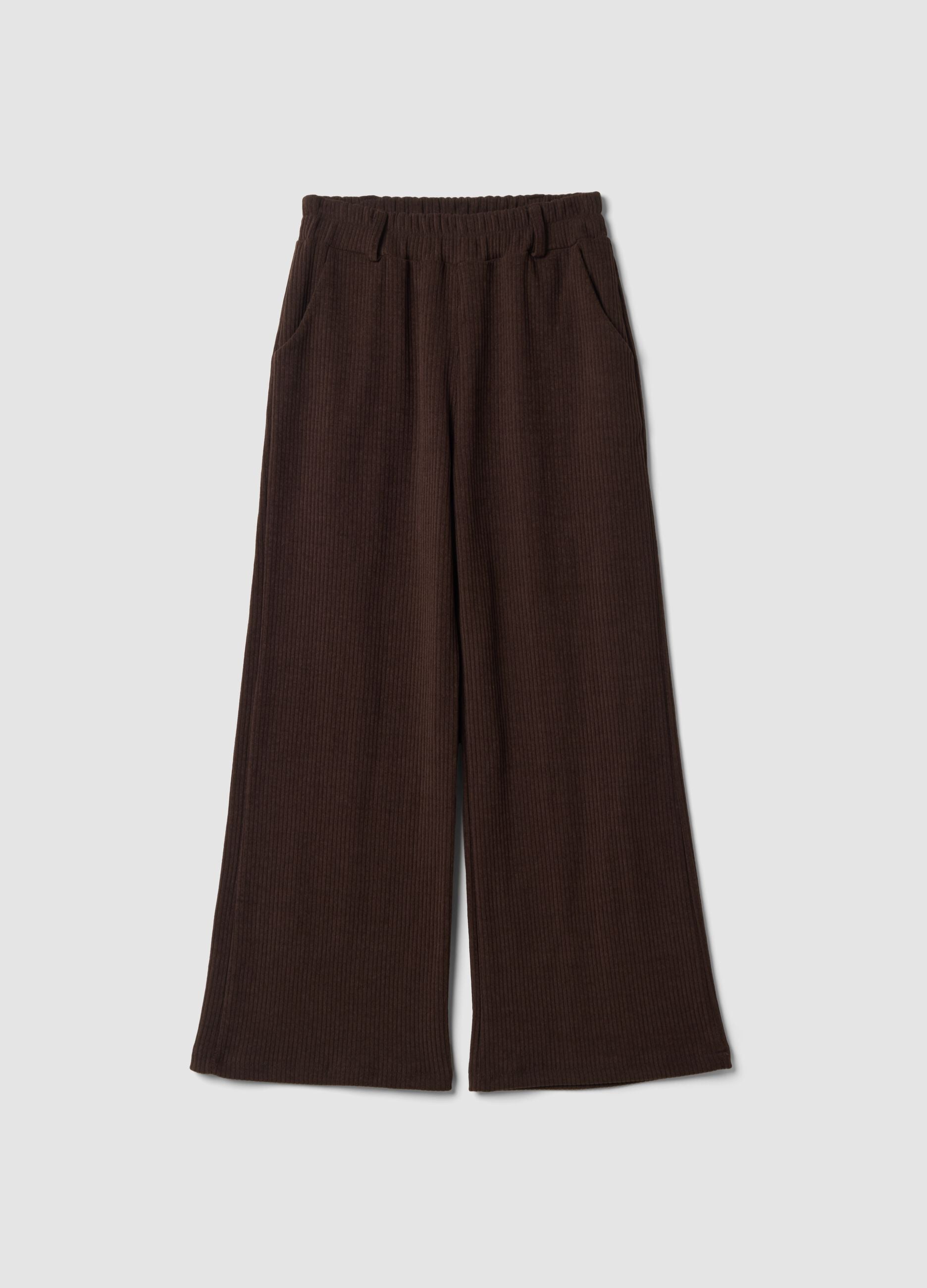 Brown long stretch regular-fit trousers