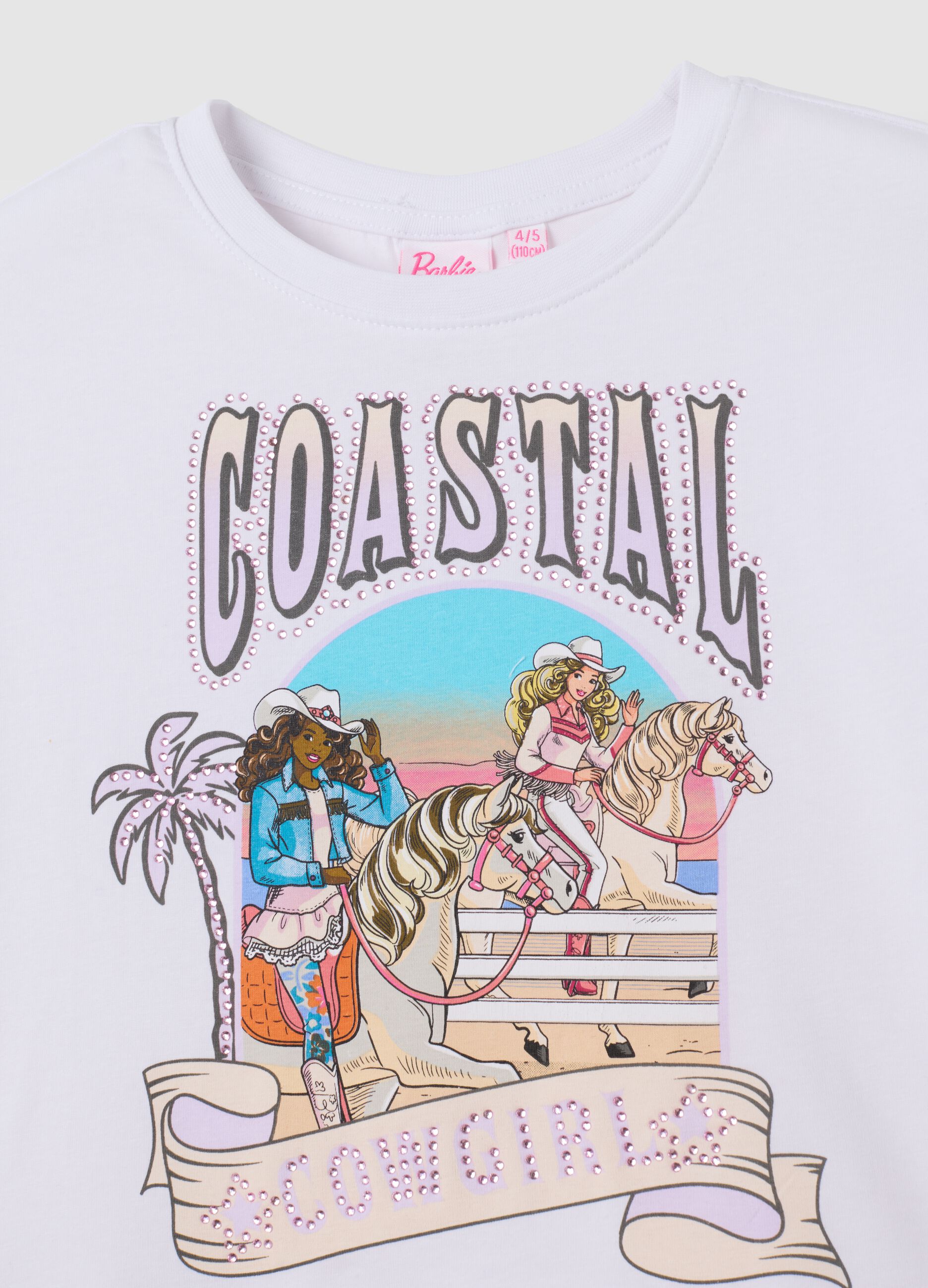 T-shirt da bambina in cotone elasticizzato bianca regular fit