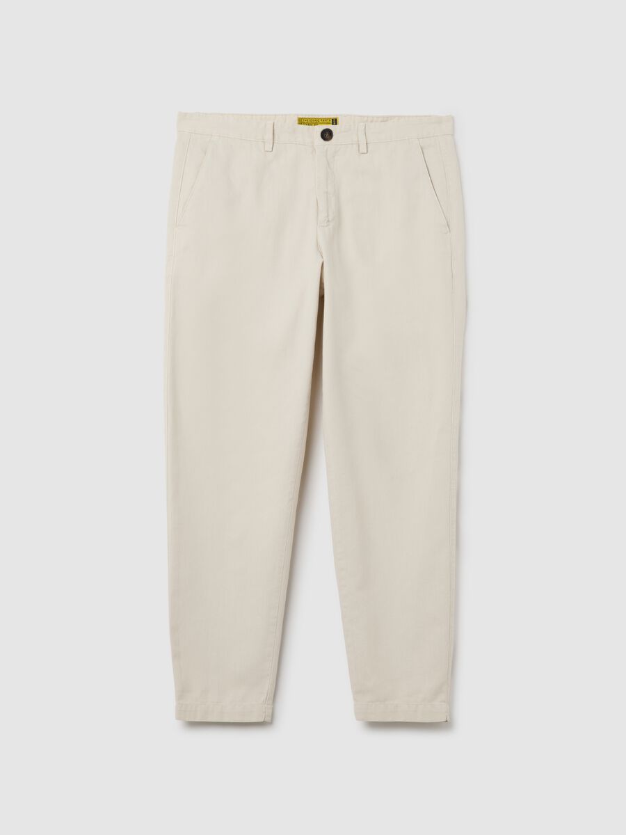 Ovs Beige Cotton Chino Trousers_4