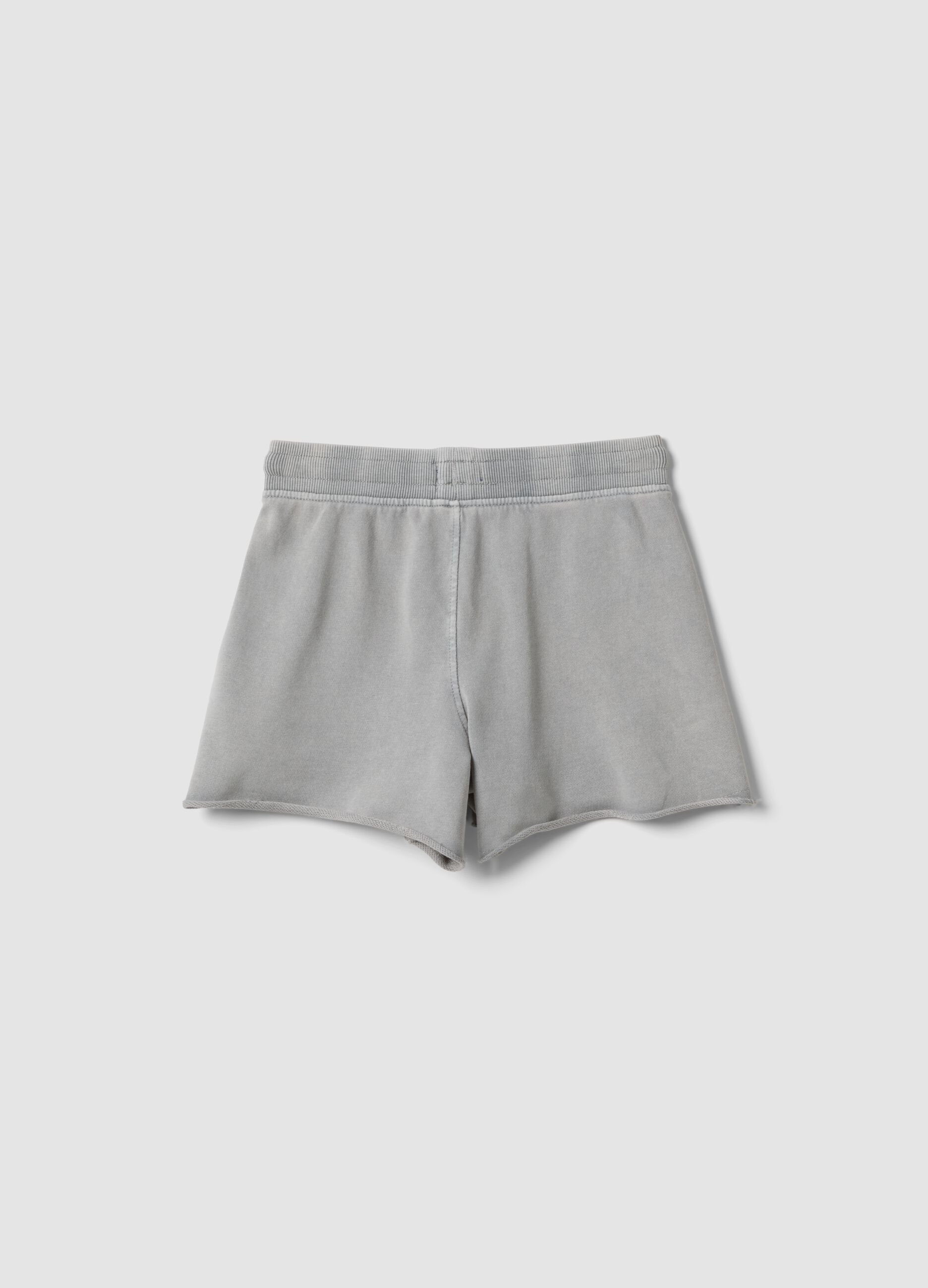 Grey pure cotton shorts with elasticated waistband