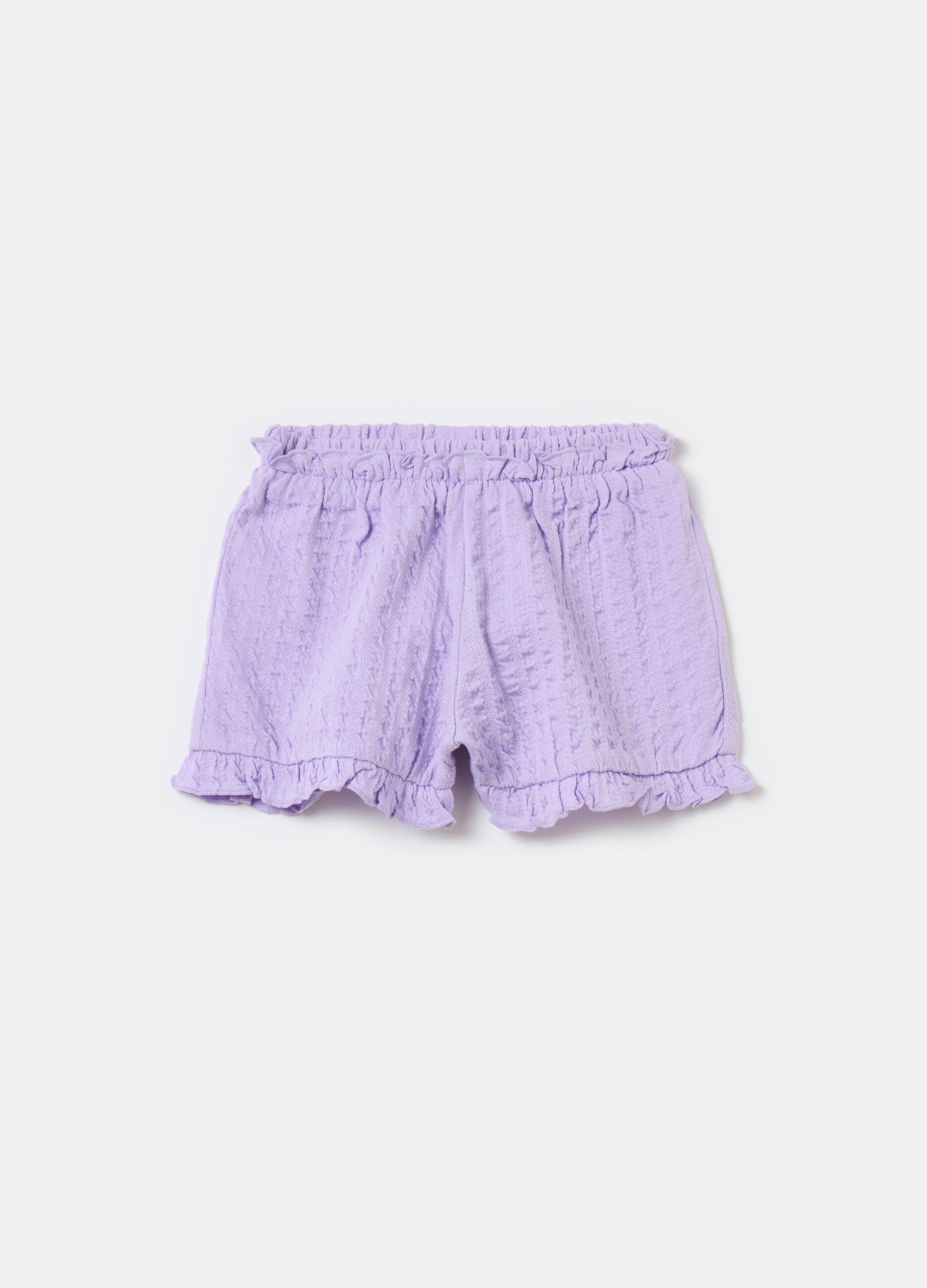 Shorts jacquard con rouches
