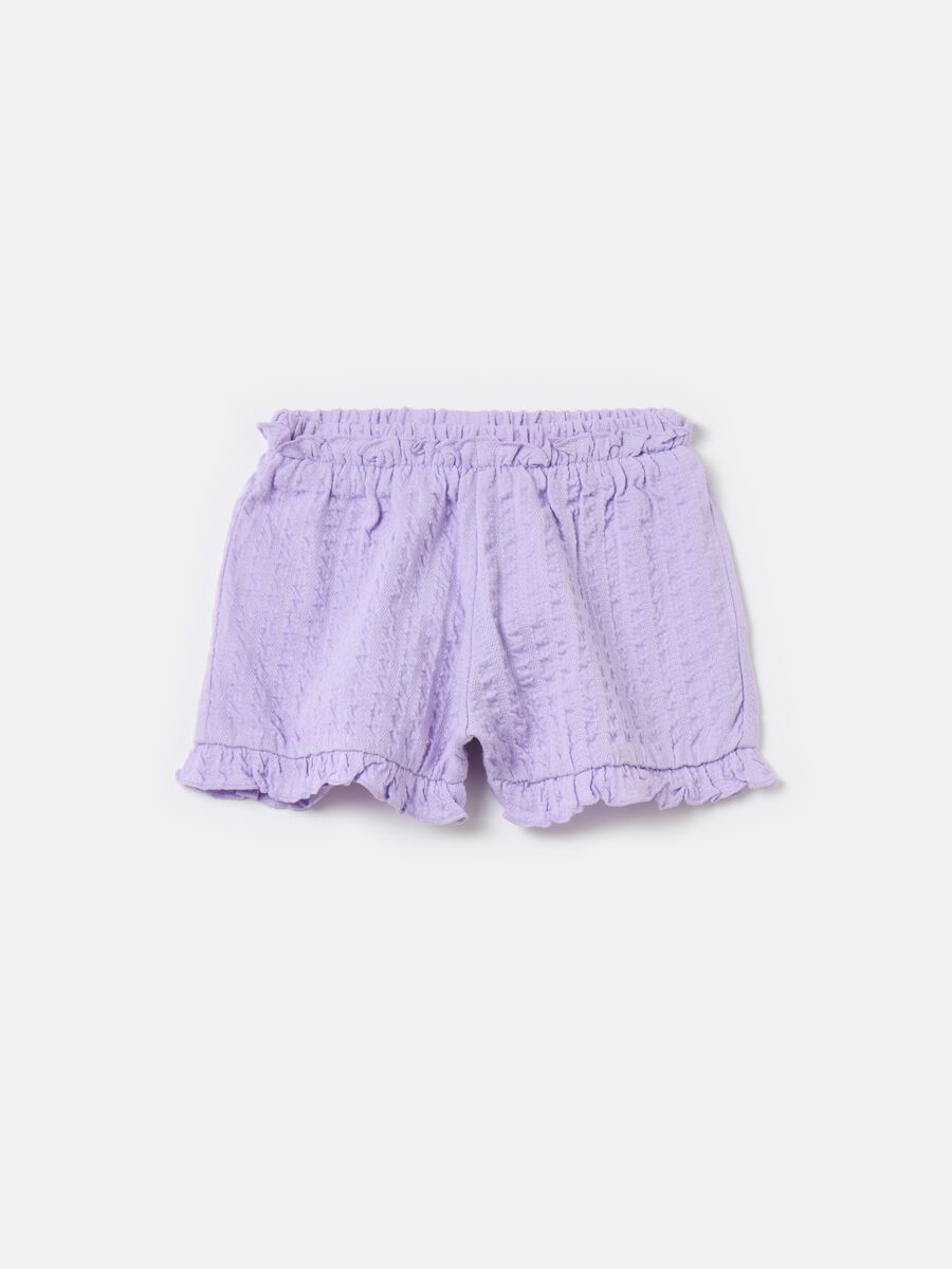 Shorts jacquard con rouches_0