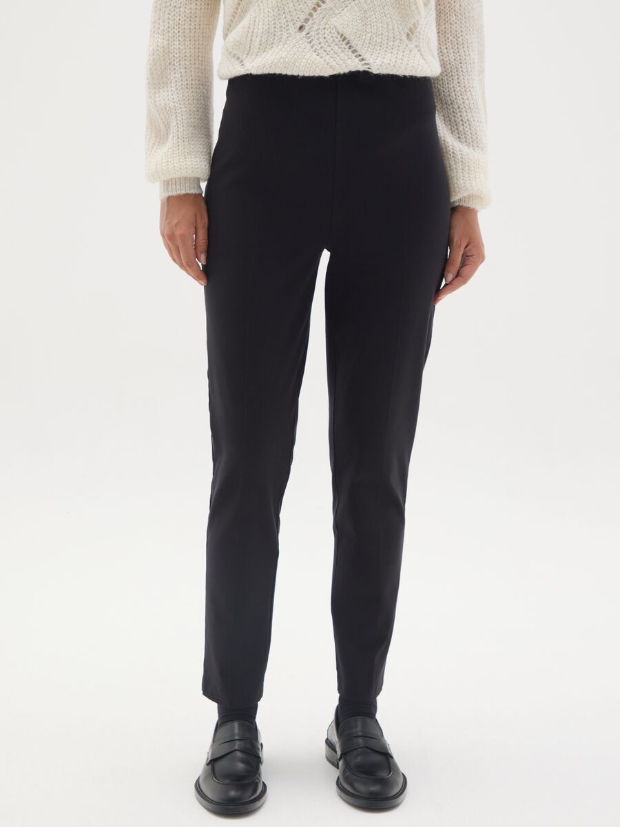 Pantaloni premaman neri in cotone elasticizzato_2