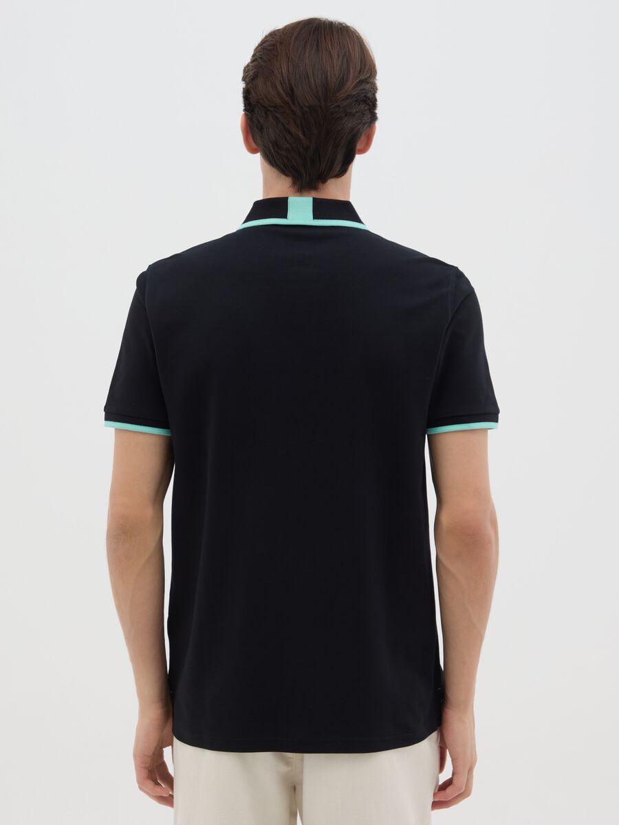 Men's Black Cotton Regular Fit Polo_3