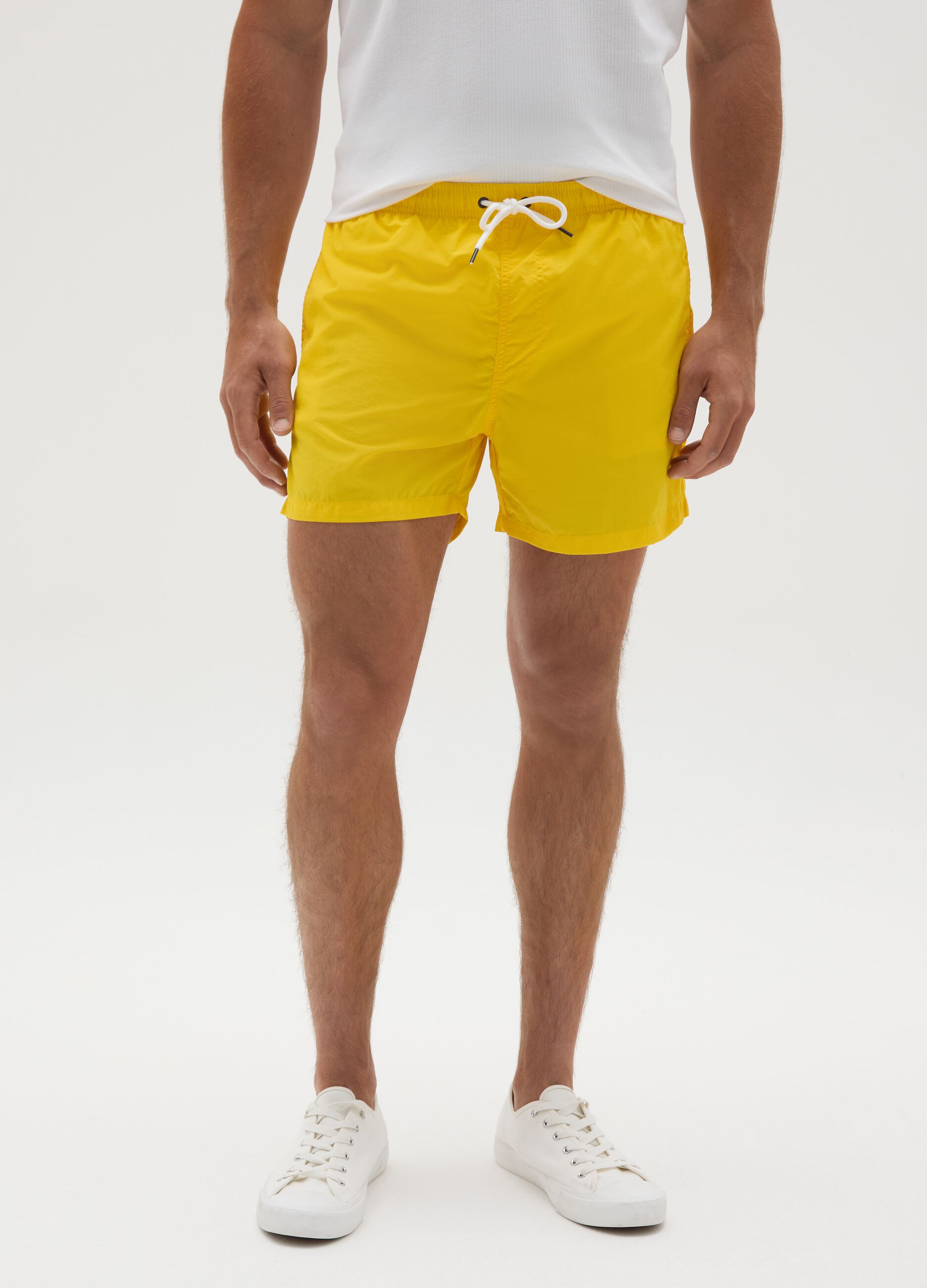 Men's Yellow Regular Fit Swim Shorts