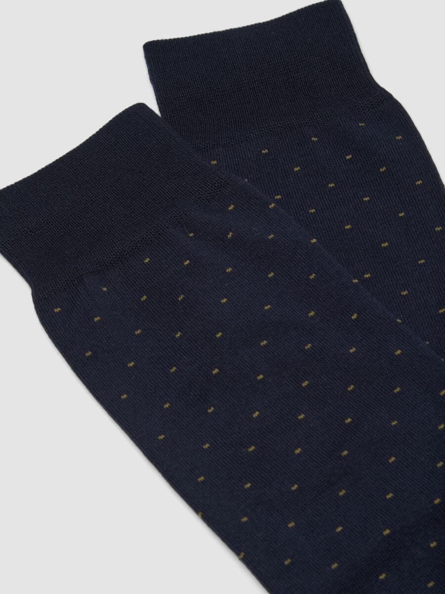 Navy blue long socks in stretch cotton_1