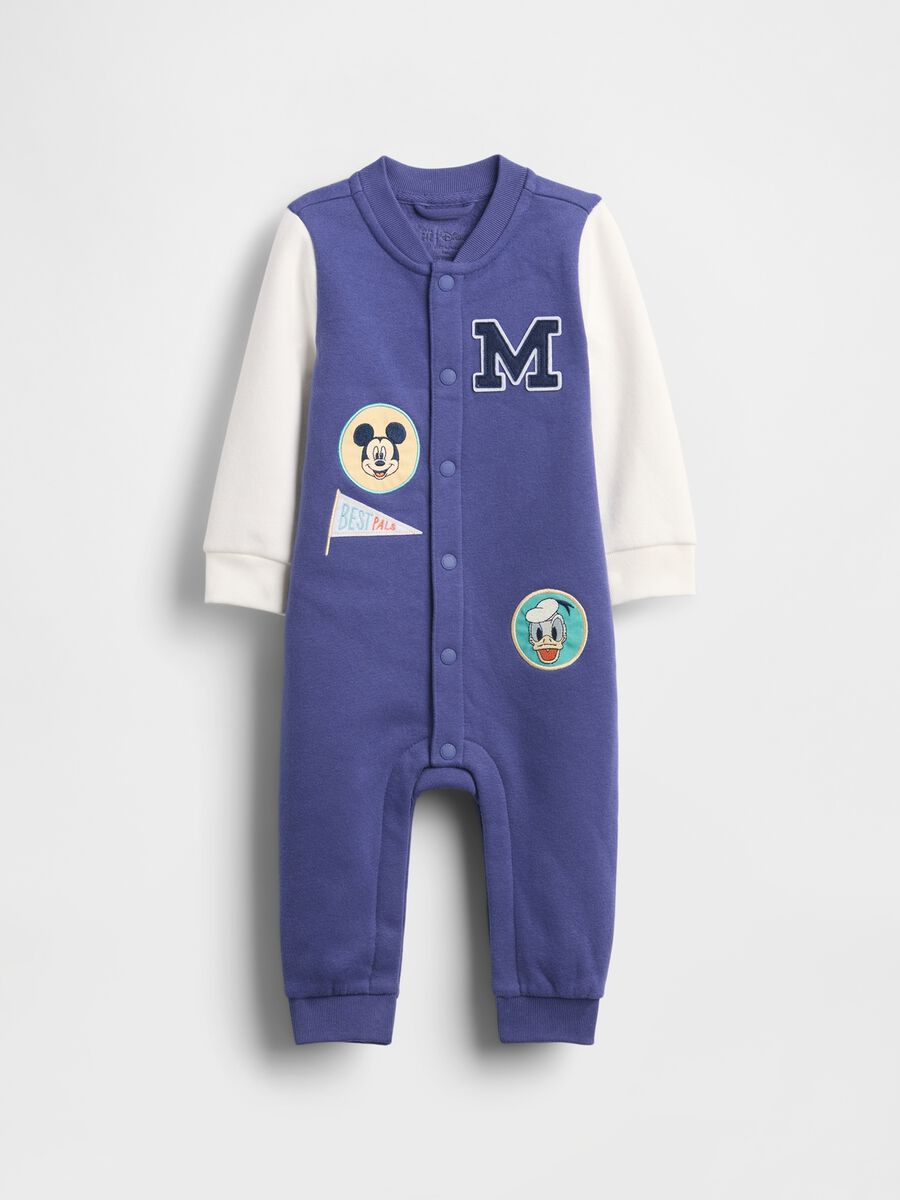 Blue cotton blend romper for newborn_0
