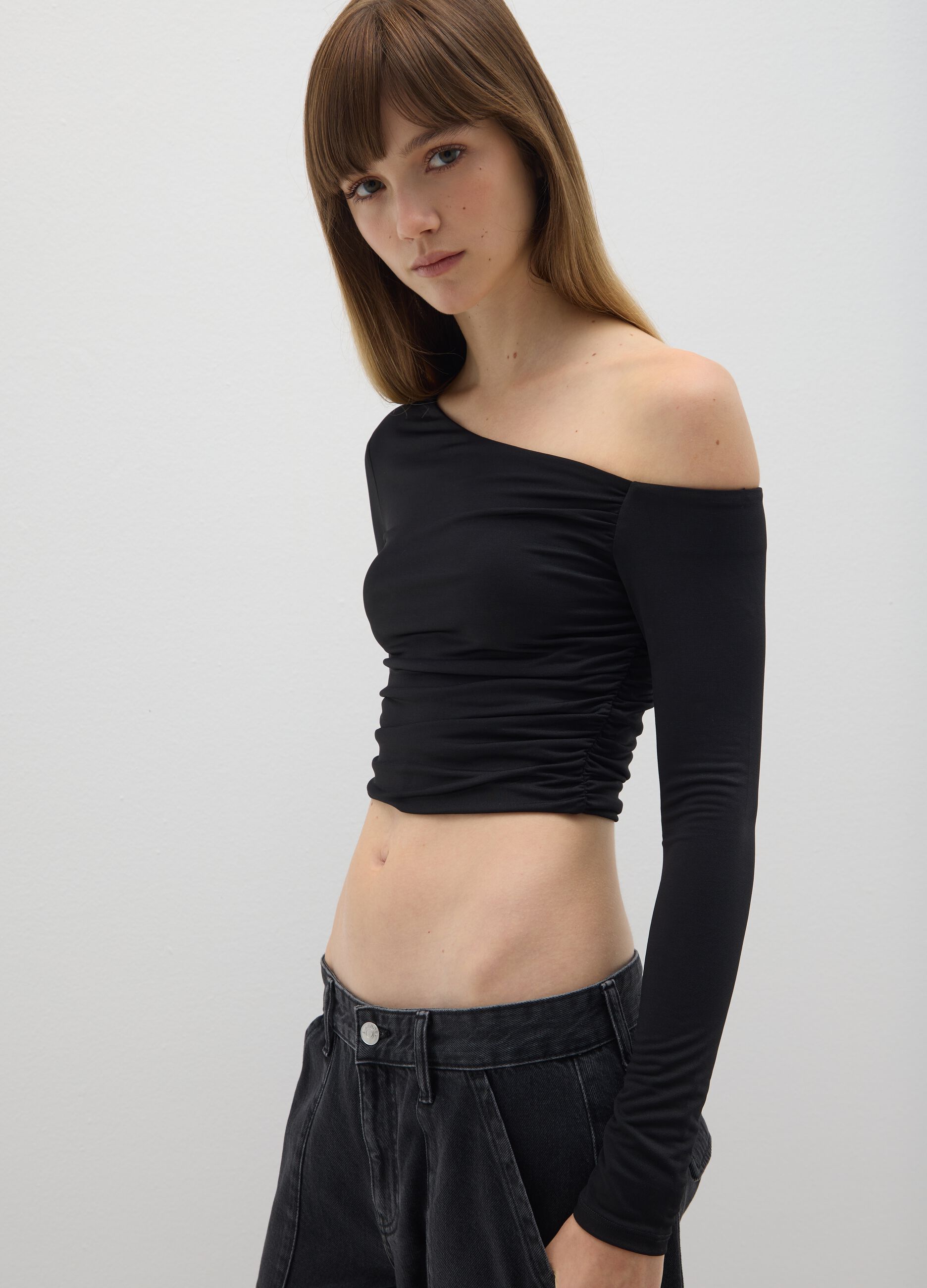 Black One-Shoulder Top