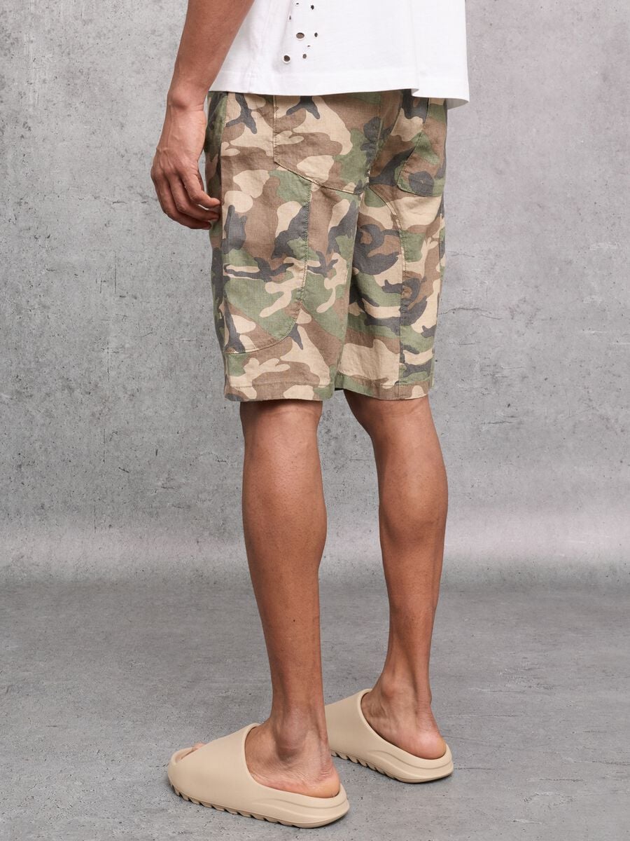 100% Linen Shorts Camo_2