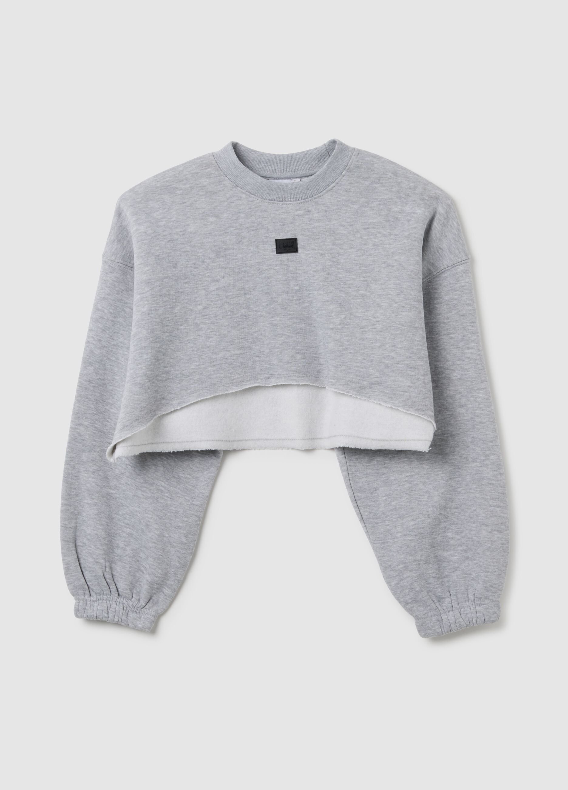 Felpa in misto cotone grigia regular fit