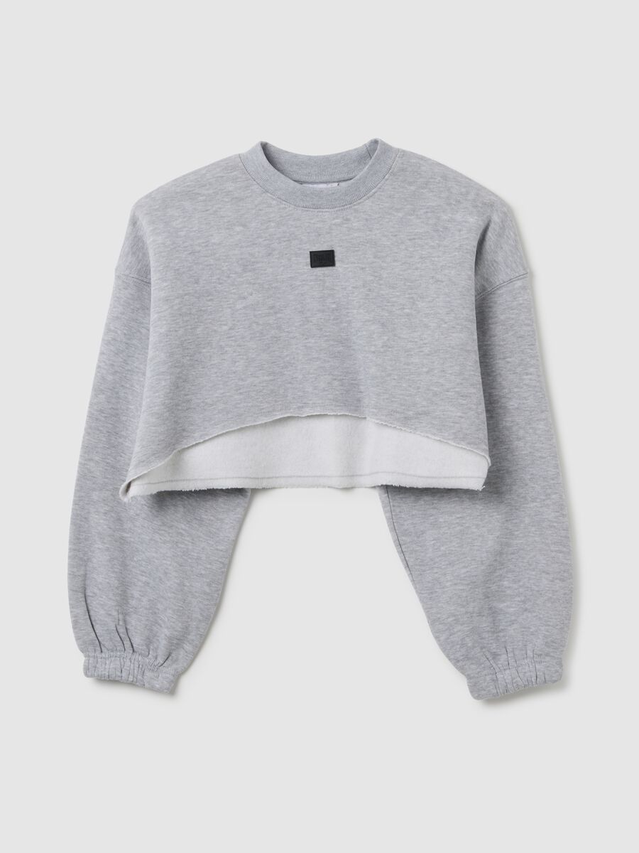 Felpa in misto cotone grigia regular fit_0