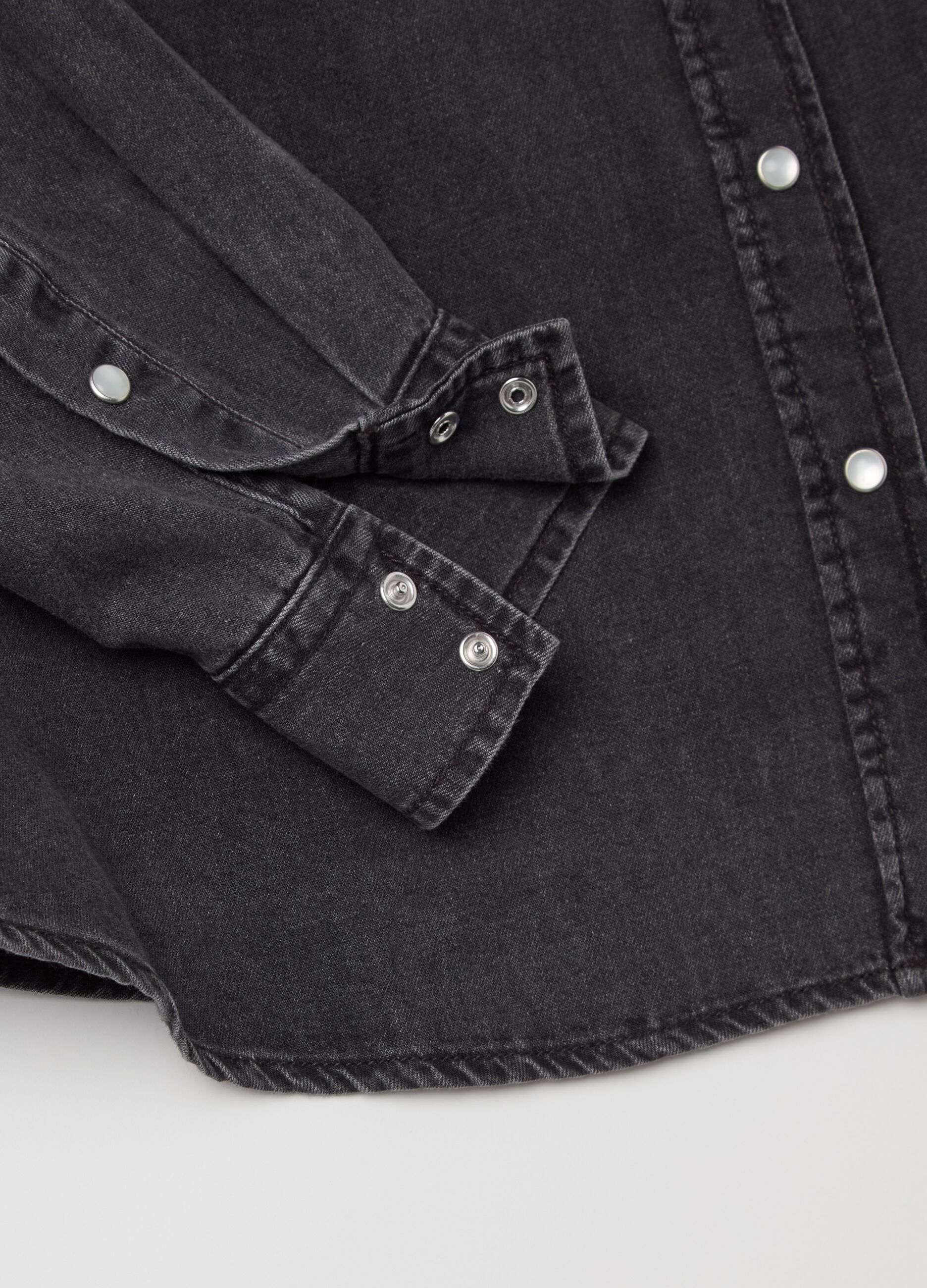 Camicia western in denim con bottoni perlati Curvy