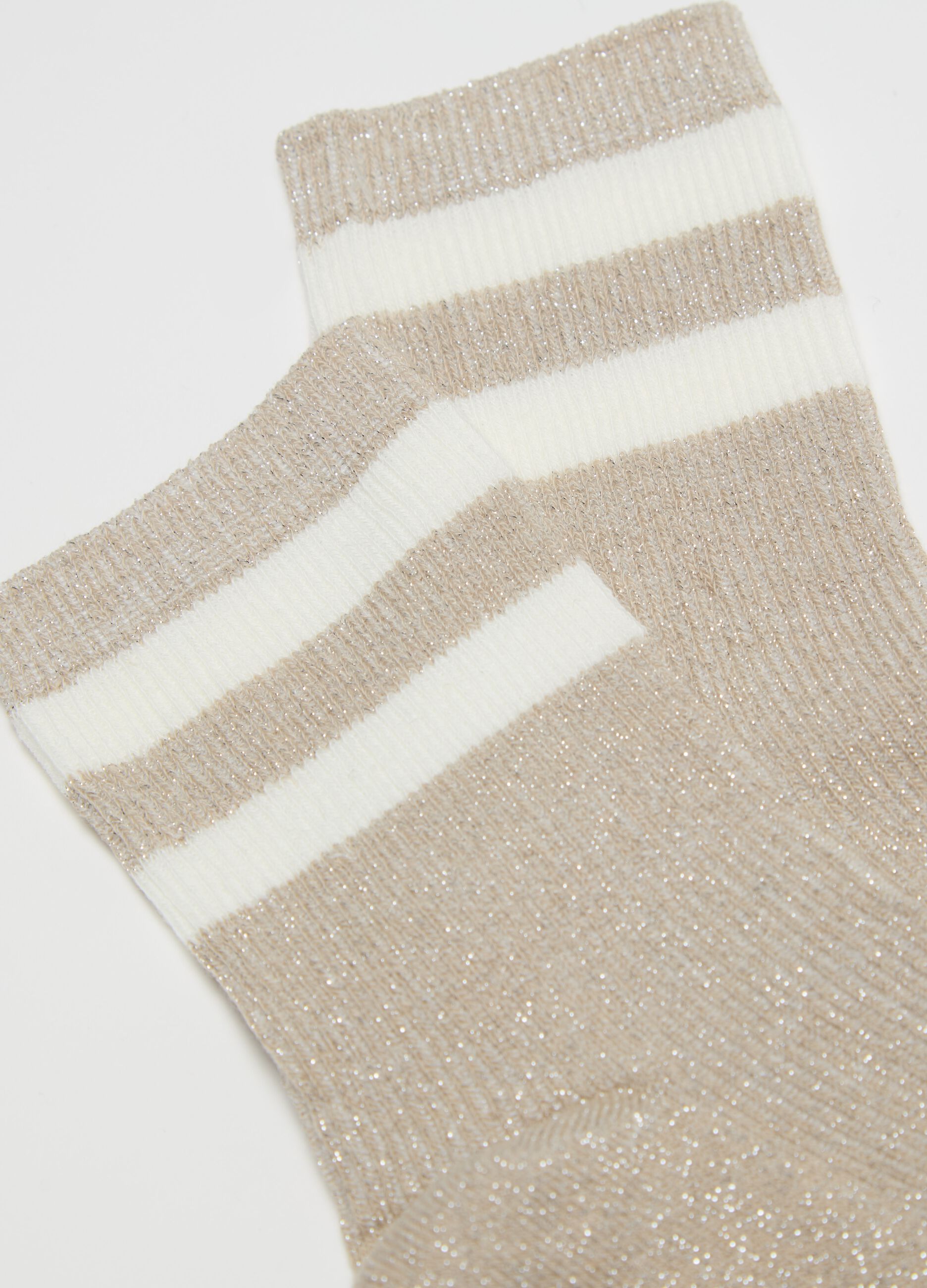 Five-pair pack short socks in striped bands