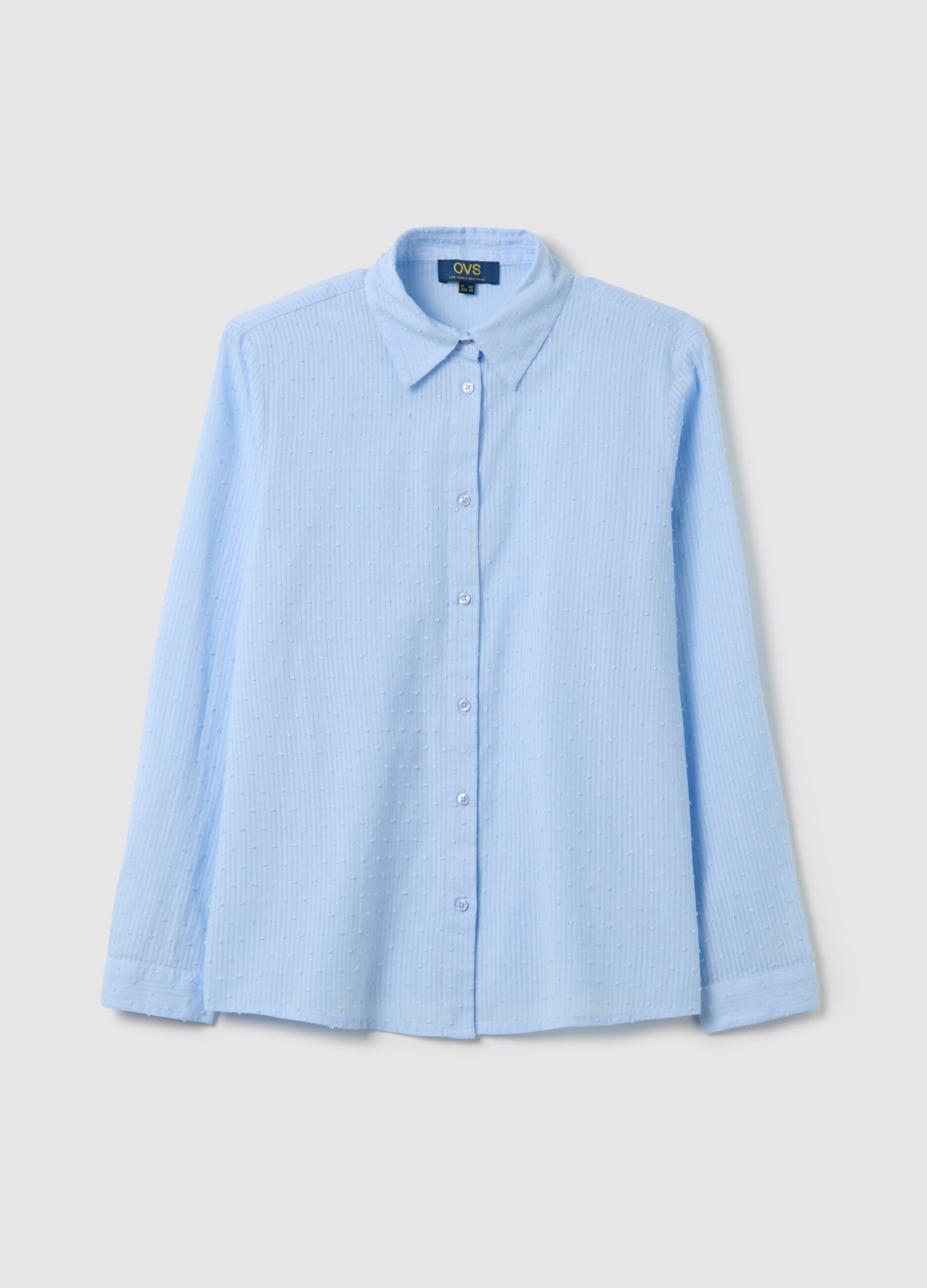Camicia da donna in puro cotone azzurra regular fit
