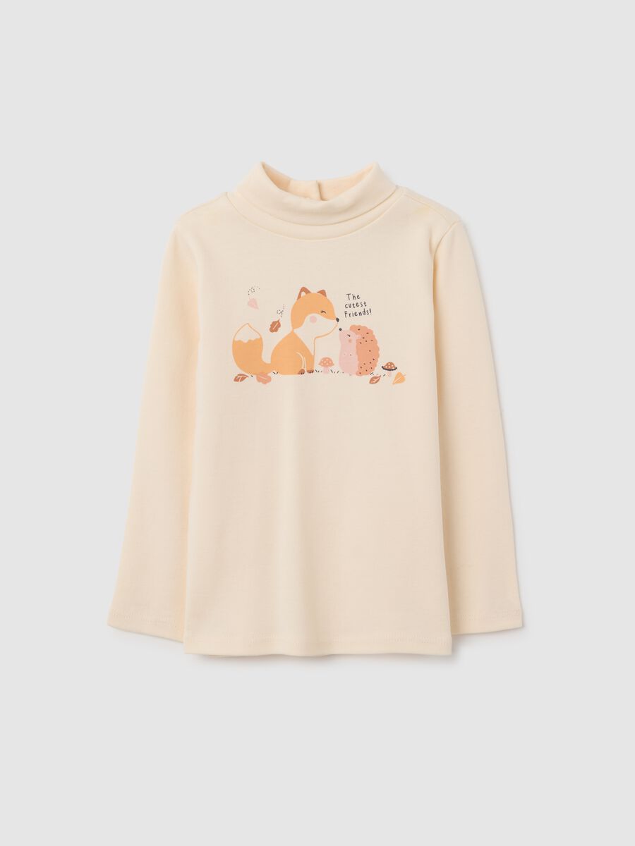 T-shirt da neonata in puro cotone beige regular fit_0