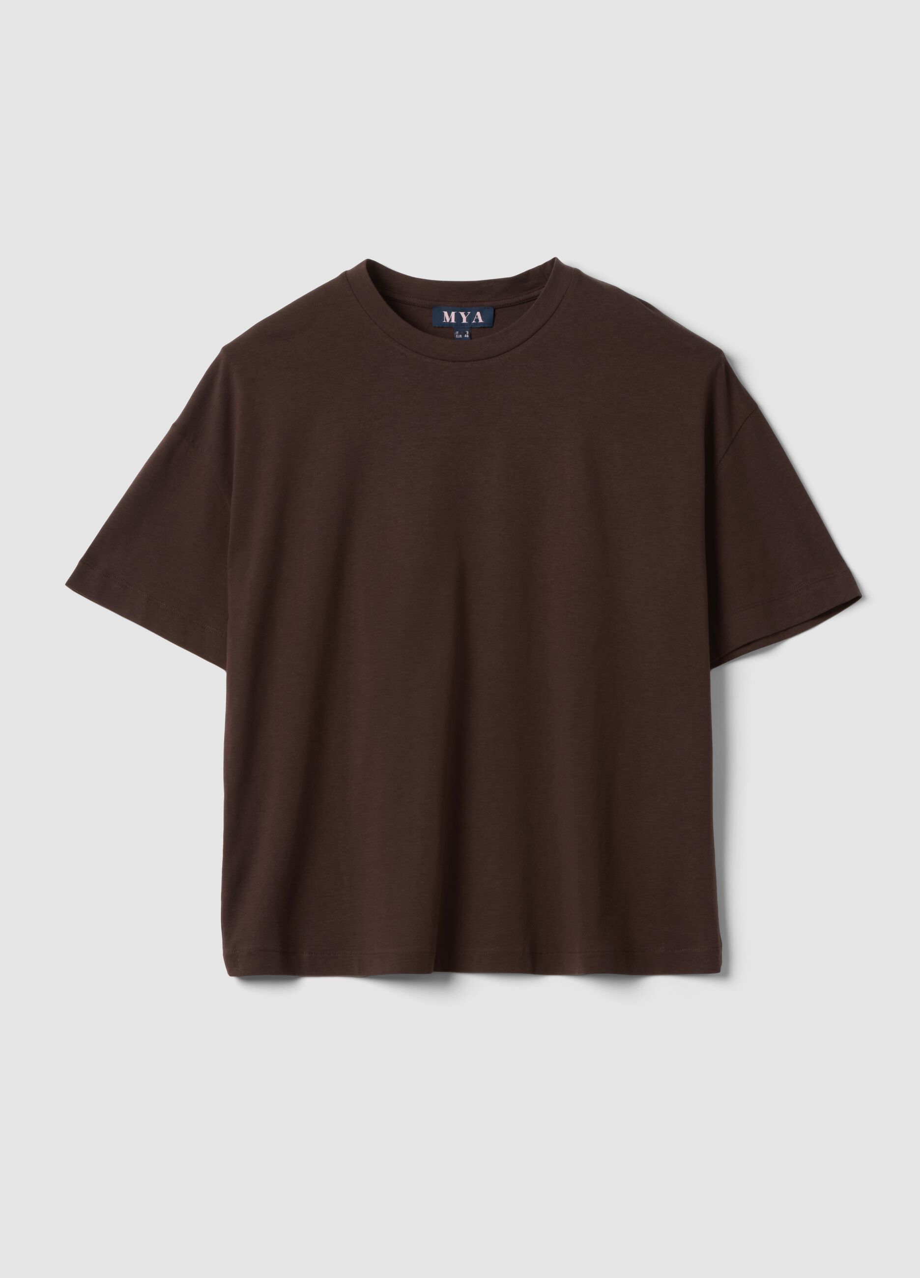 Brown stretch cotton and modal T-shirt