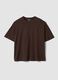 Brown stretch cotton and modal T-shirt_0