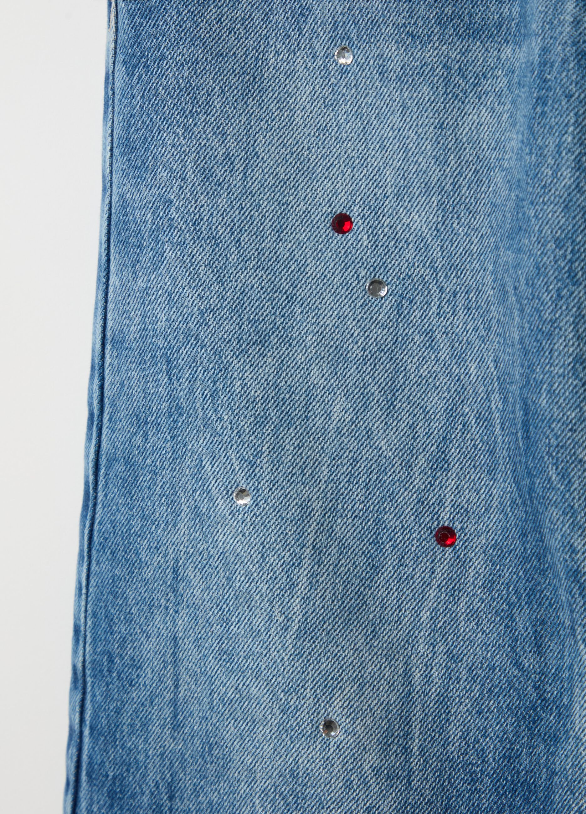 Wide-leg jeans with diamantés