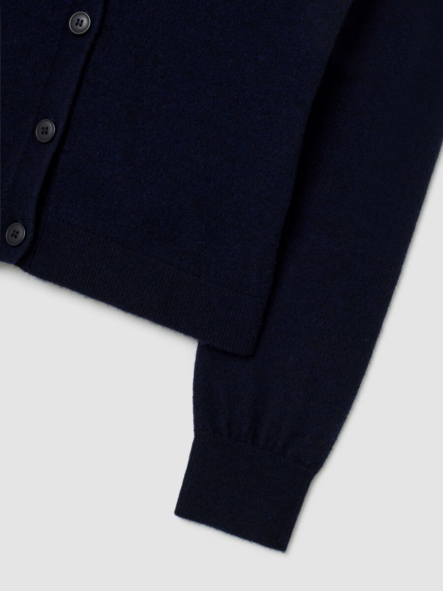 Blue Pure Wool Cardigan Regular Fit_5