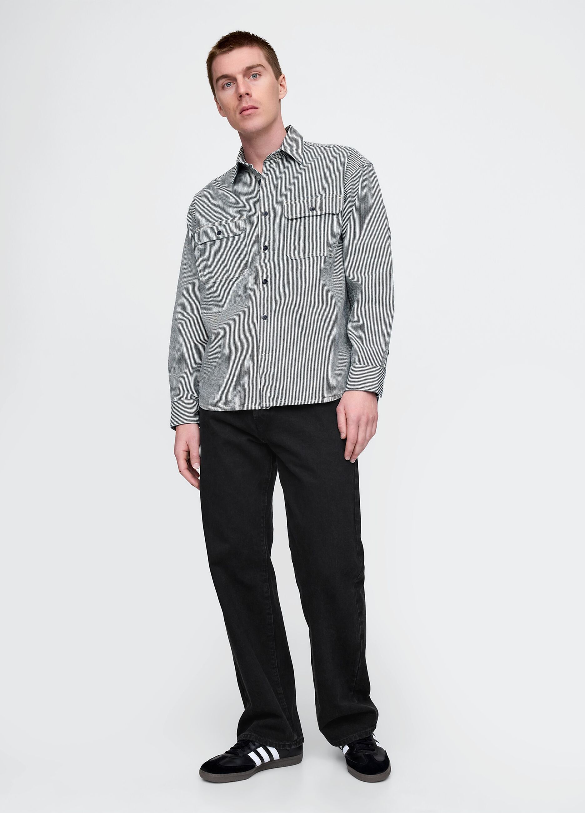 Black and Grey Striped Shirt