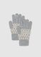 Grey gloves with white geometric pattern_0