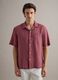 Regular fit pink short sleeve pure linen shirt with pocket_1