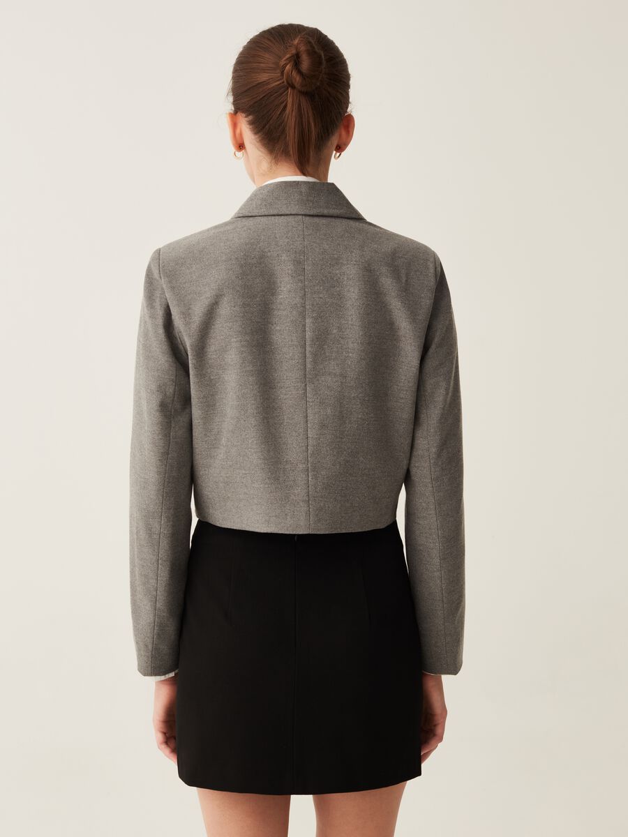 Blazer cropped doppiopetto melange_3