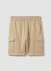 Beige cotton-blend cargo bermuda shorts_4