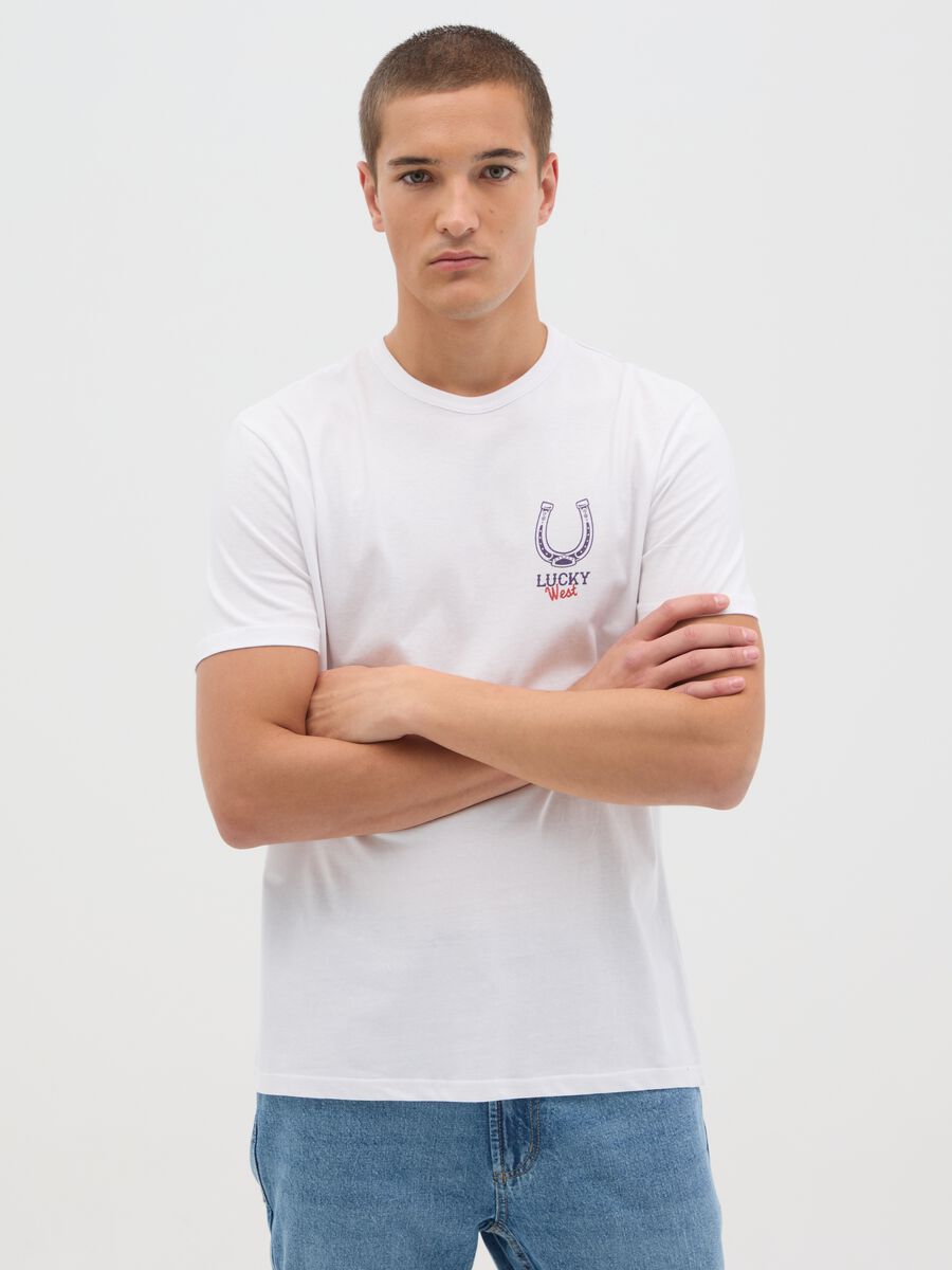 White T-shirt with horseshoe print Ovs_0
