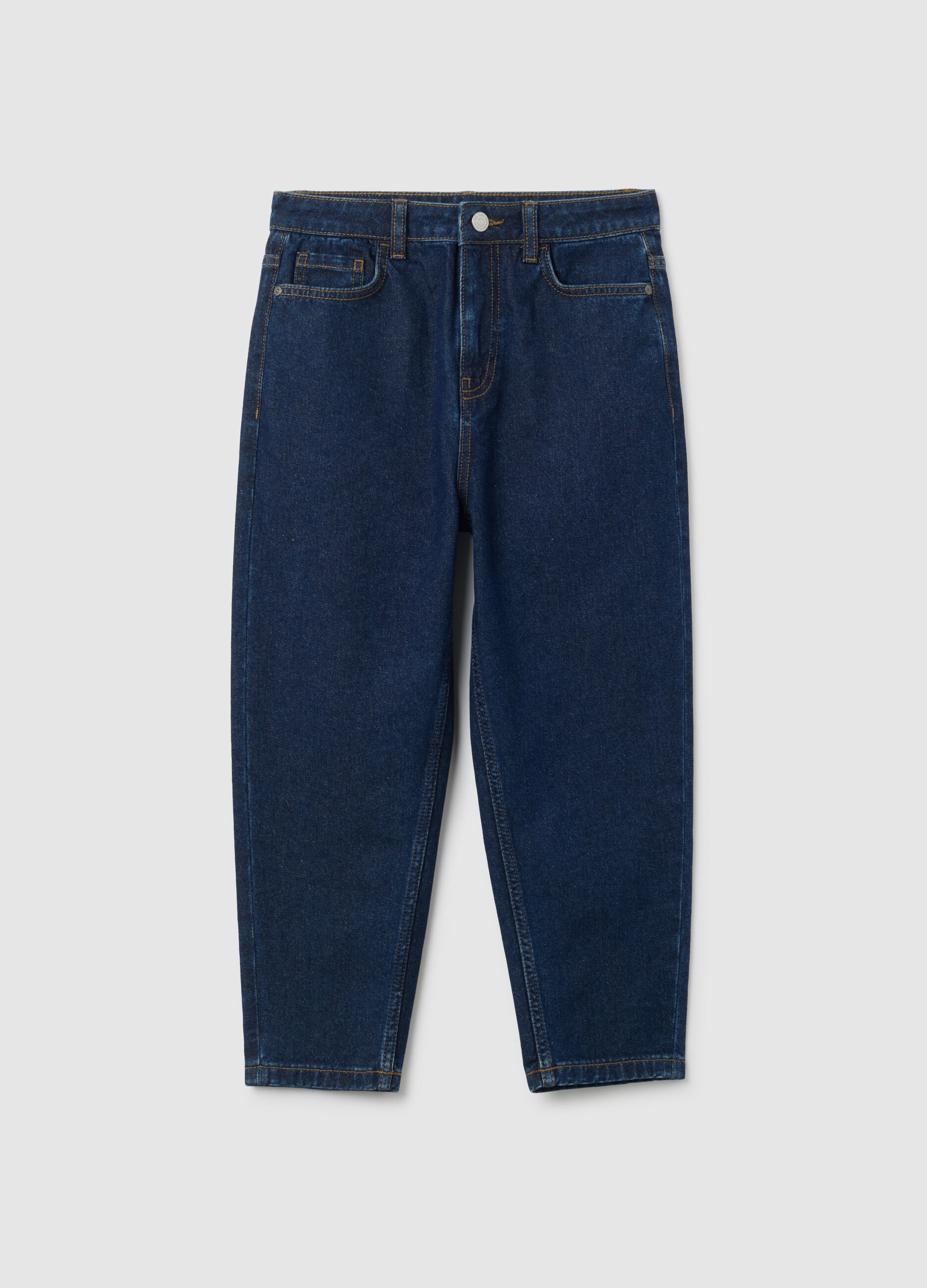 Jeans da ragazzo in puro cotone blu baggy
