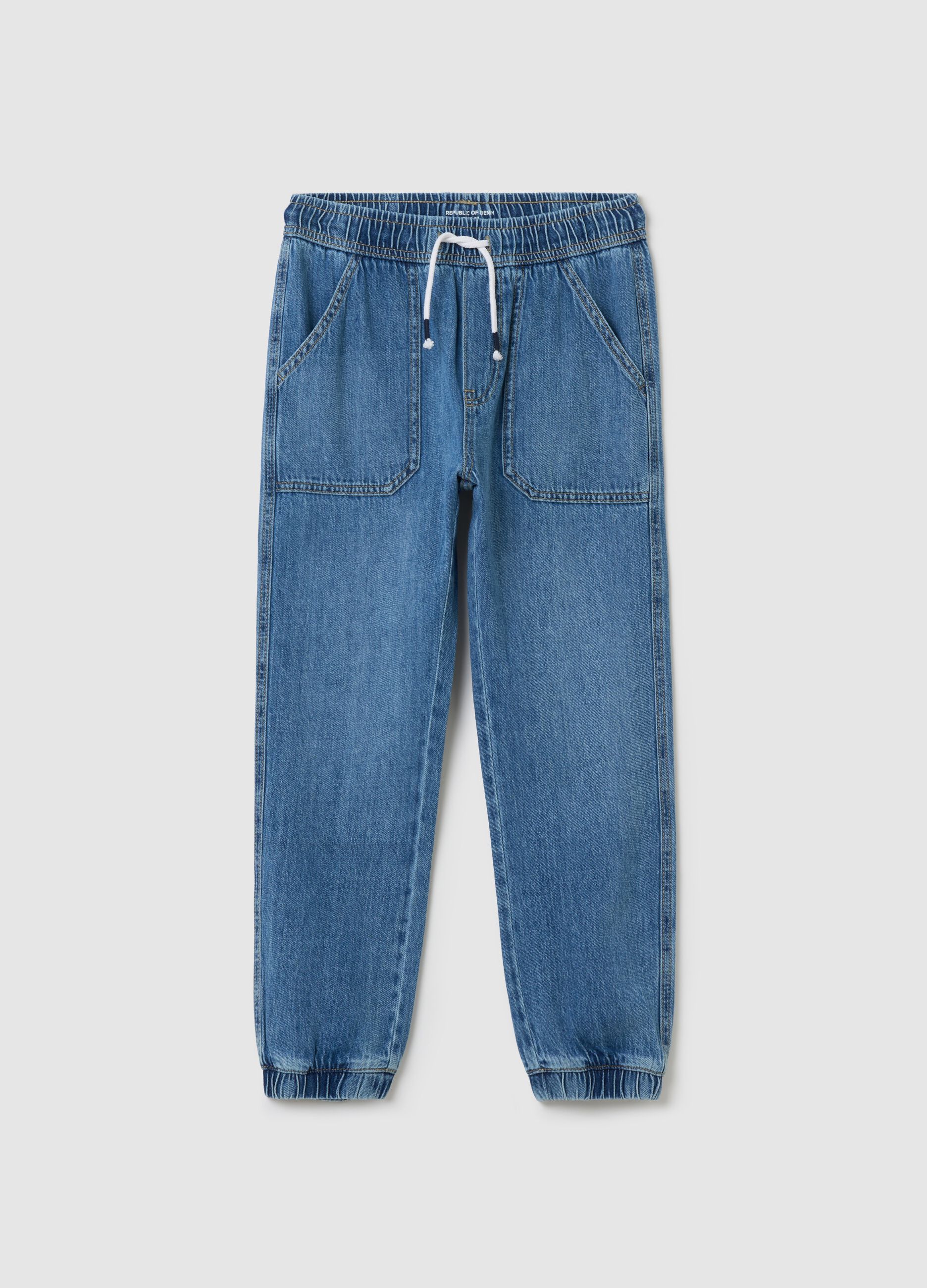 Joggers in denim con coulisse
