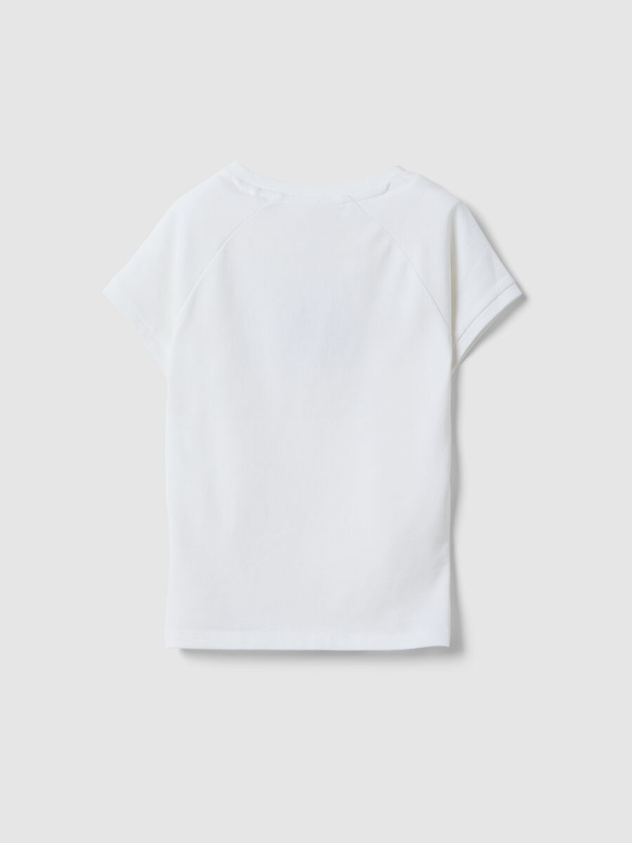 T-shirt in cotone elasticizzato bianca da ragazza slim fit con frase_1