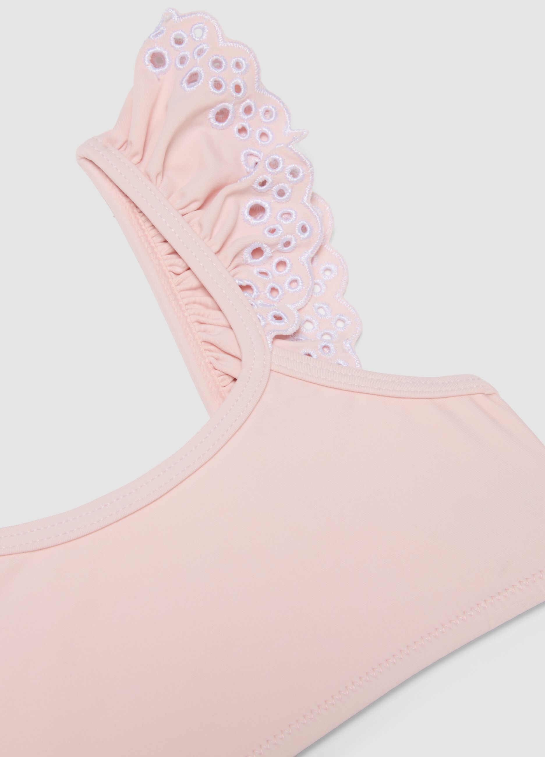 Pink stretch bikini with frilled detailing